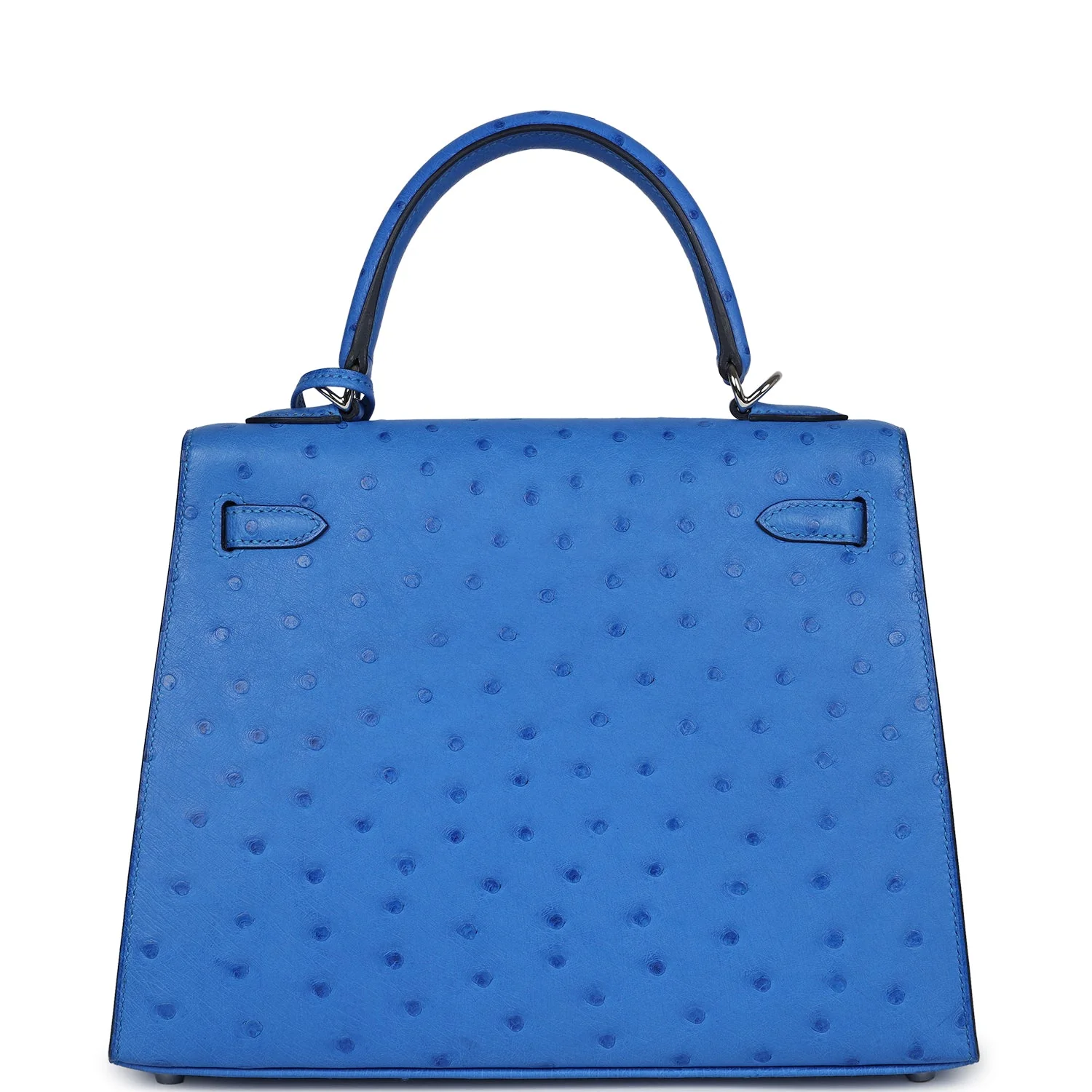 Replicate Hermes Kelly Sellier 25 Bleuet Ostrich Palladium Hardware(1:1 replica)