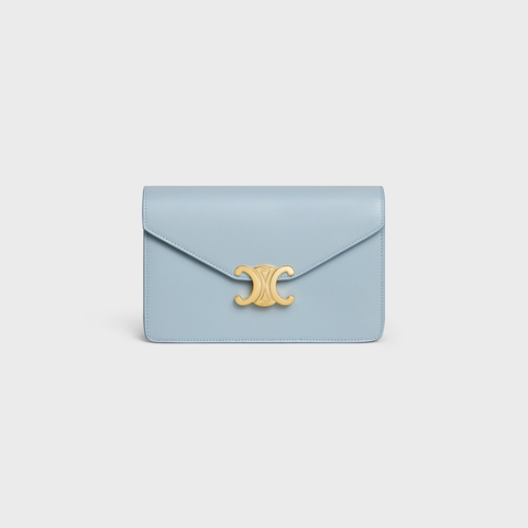 Replicate WALLET ON CHAIN MARGO IN SHINY CALFSKIN PALE BLUE(1:1 replica)