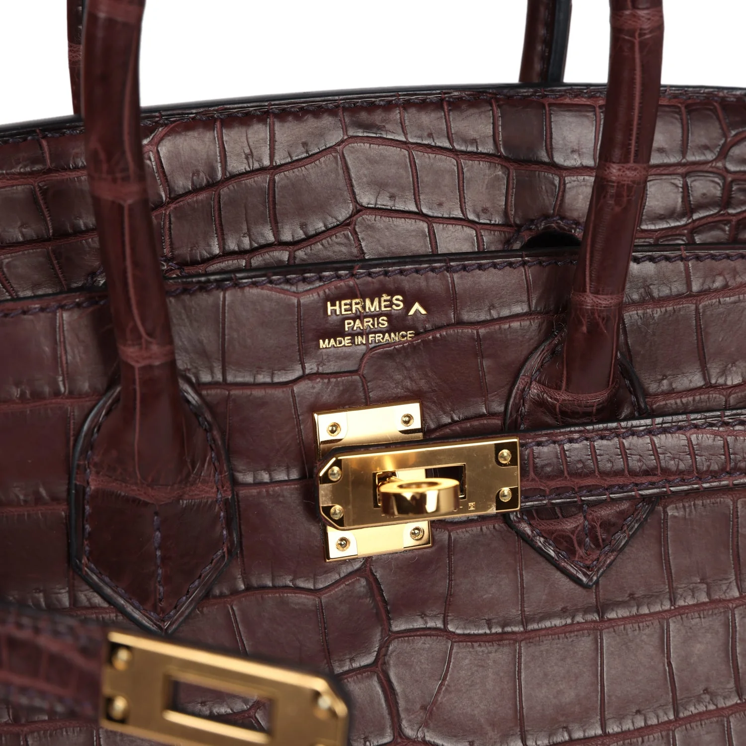 Replicate Hermes Birkin 25 Rouge Sellier Matte Porosus Crocodile Gold Hardware(1:1 replica)