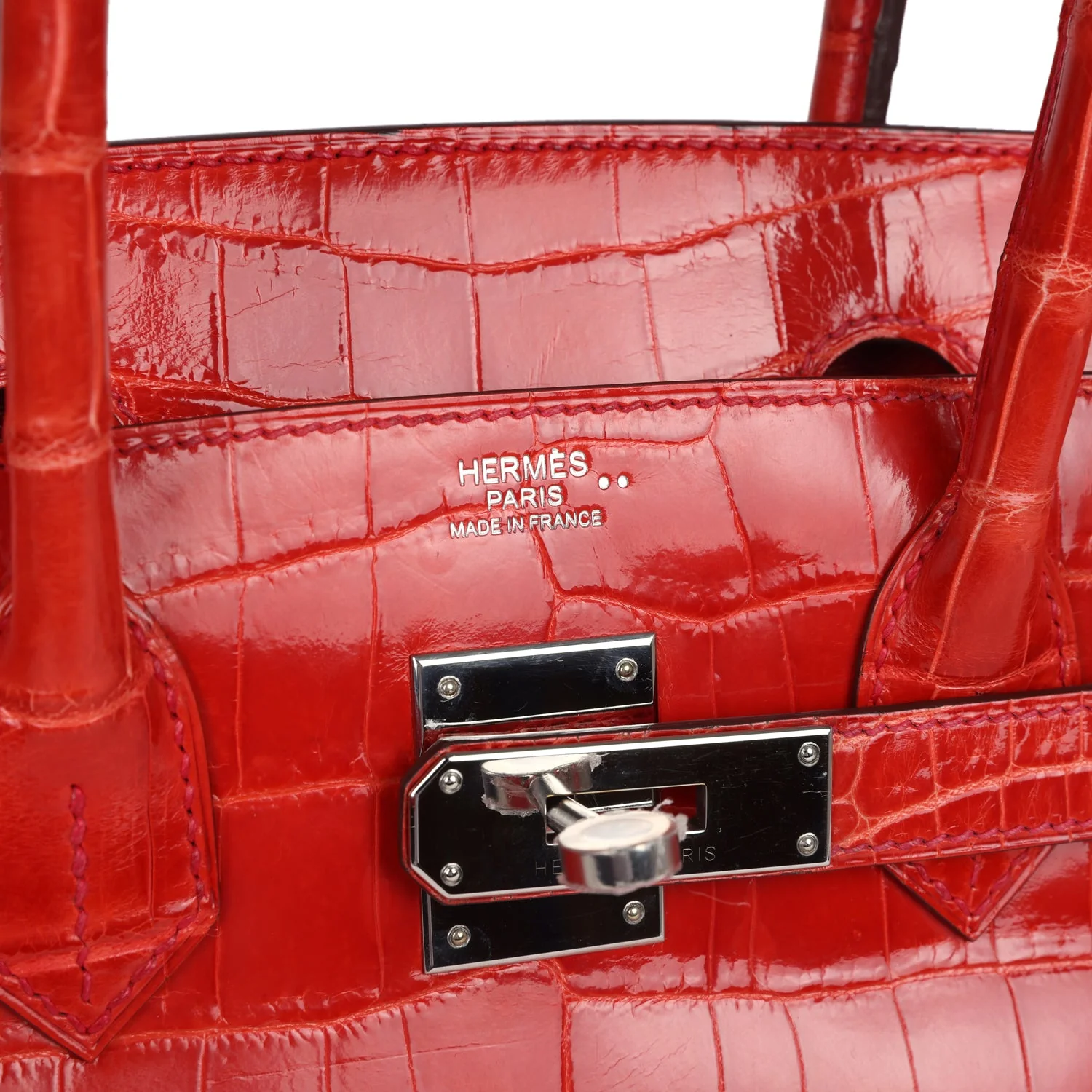 Replicate Hermes Birkin 30 Geranium Shiny Niloticus Crocodile Palladium Hardware(1:1 replica)