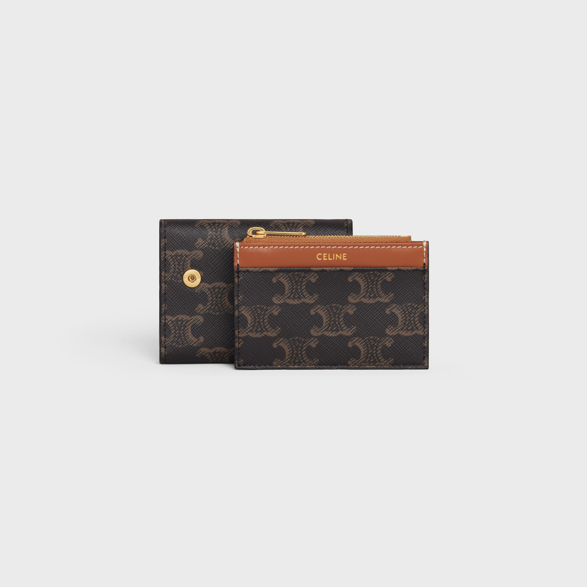 Replicate COMPACT WALLET WITH COIN TRIOMPHE IN TRIOMPHE CANVAS TAN(1:1 replica)