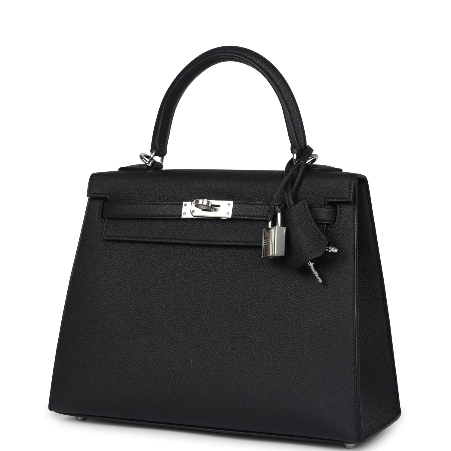 Replicate Hermes Kelly Sellier 25 Black Epsom Palladium Hardware(1:1 replica)