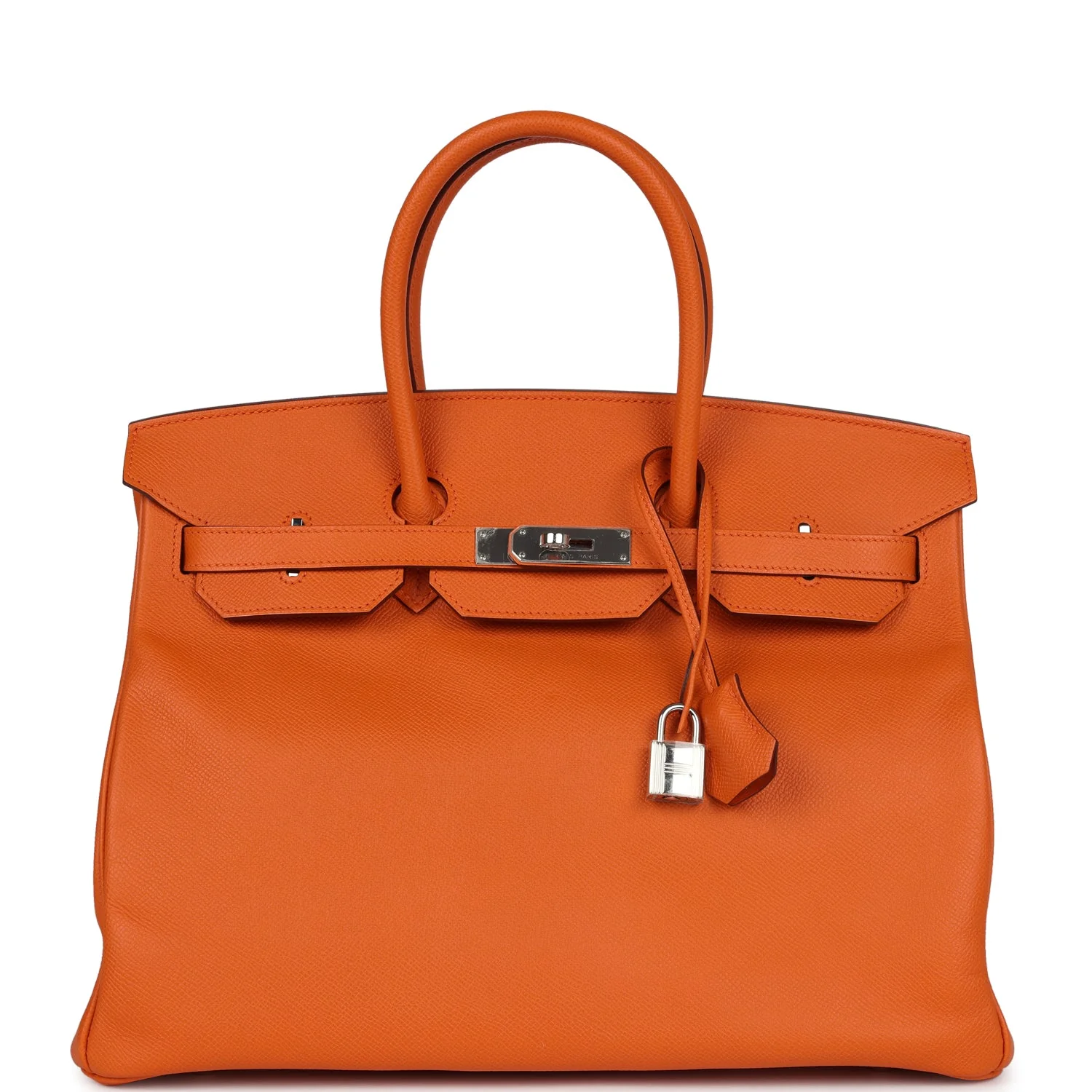 Replicate Hermes Birkin 35 Orange Epsom Palladium Hardware(1:1 replica)