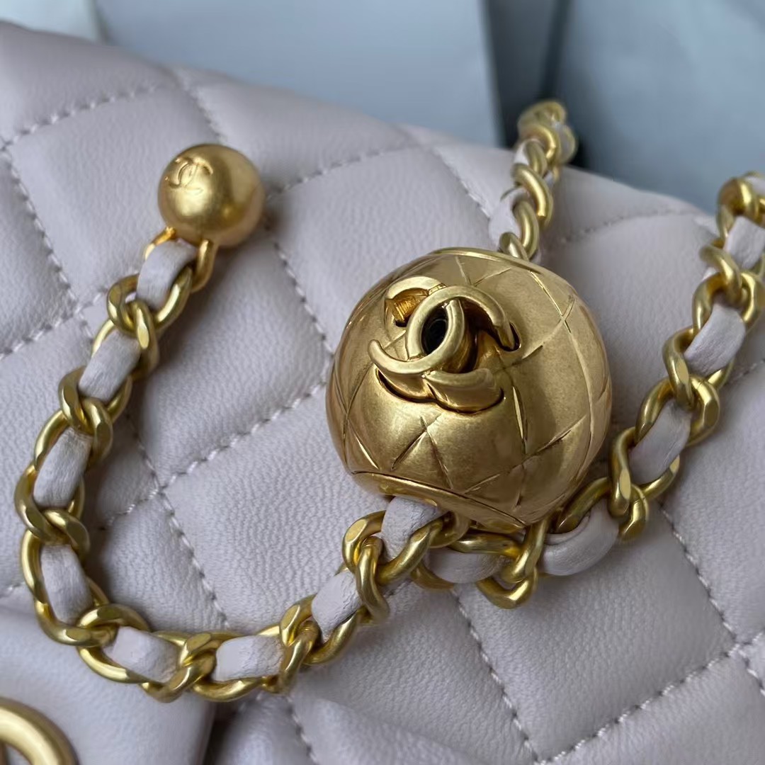 Replicate Chanel 23K AS1787 Mini Pearl Embossed Rectangular Flap Bag Lambskin Brushed Metal Hardware Light Purple(1:1 replica)