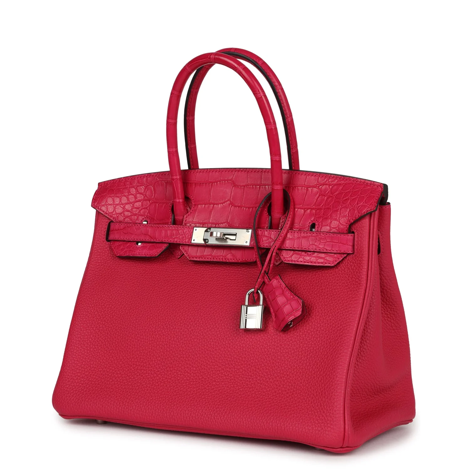 Replicate Hermes Birkin 30 Framboise Matte Alligator Togo Touch Palladium Hardware(1:1 replica)