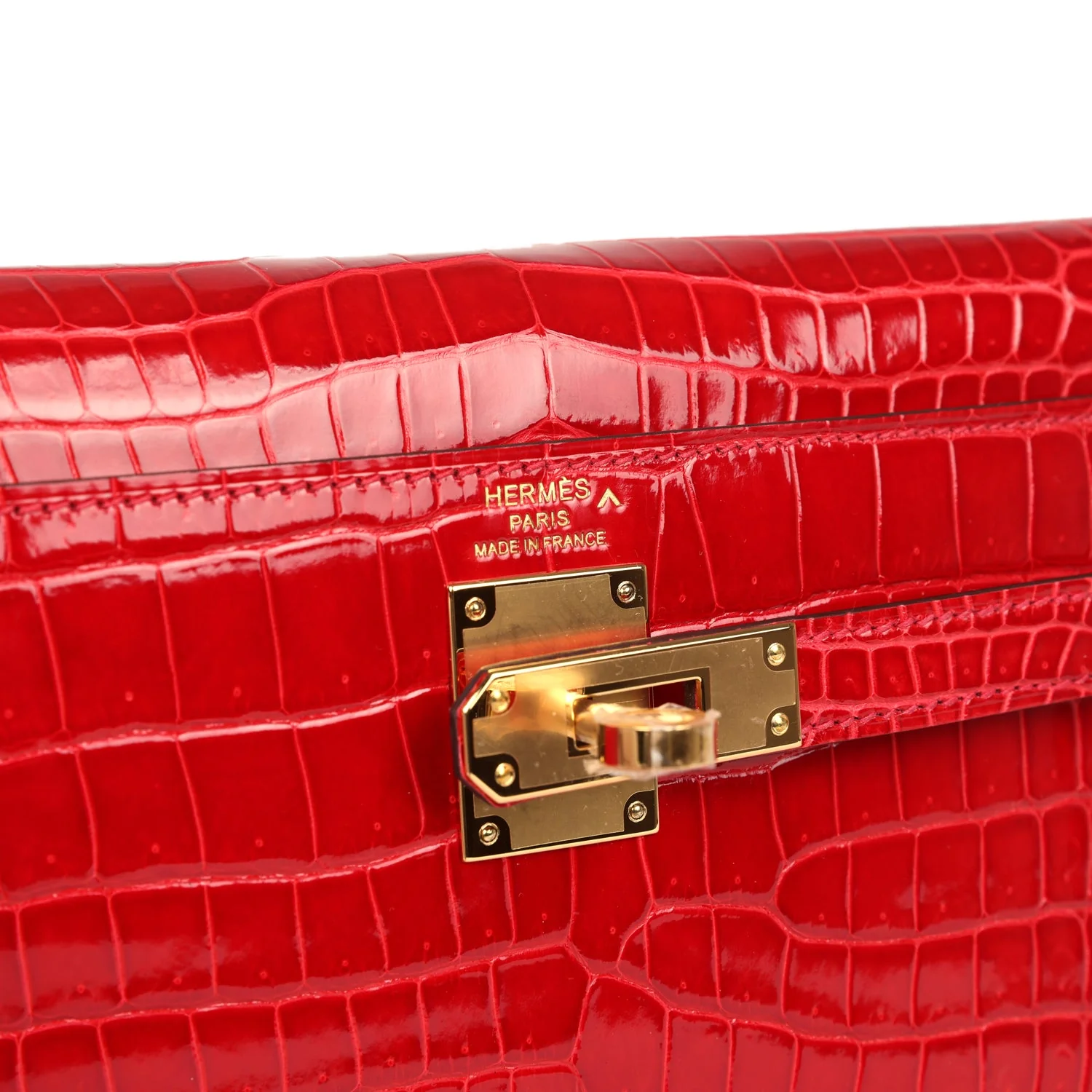 Replicate Hermes Kelly Elan Braise Shiny Porosus Crocodile Gold Hardware(1:1 replica)