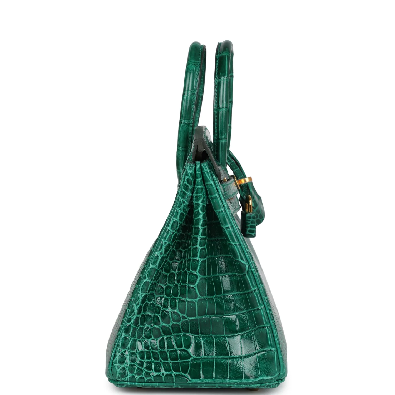 Replicate Hermes Birkin 25 Emerald Shiny Porosus Crocodile Gold Hardware(1:1 replica)