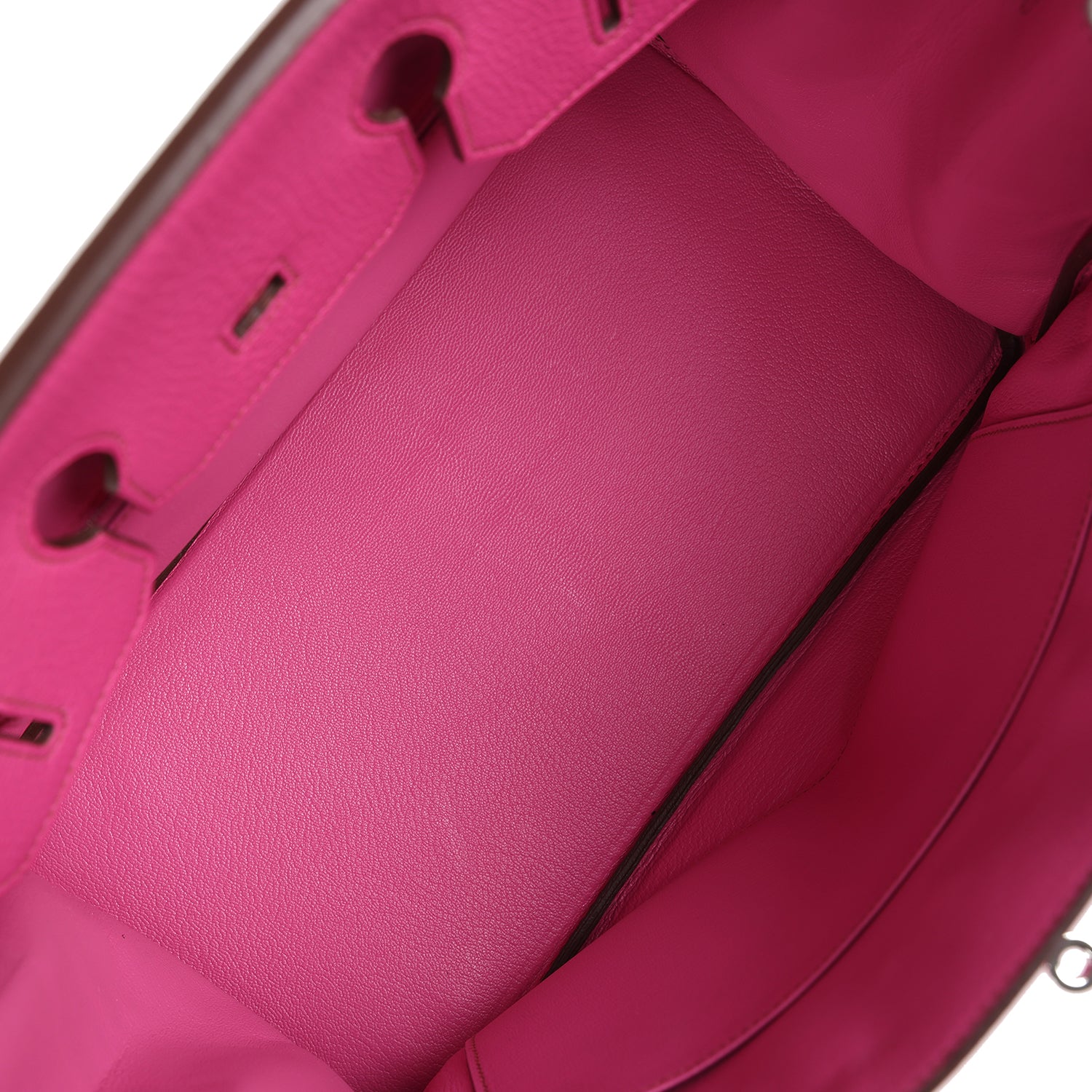 Replicate Hermes Birkin 35 Rose Shocking Chevre Mysore Palladium Hardware(1:1 replica)