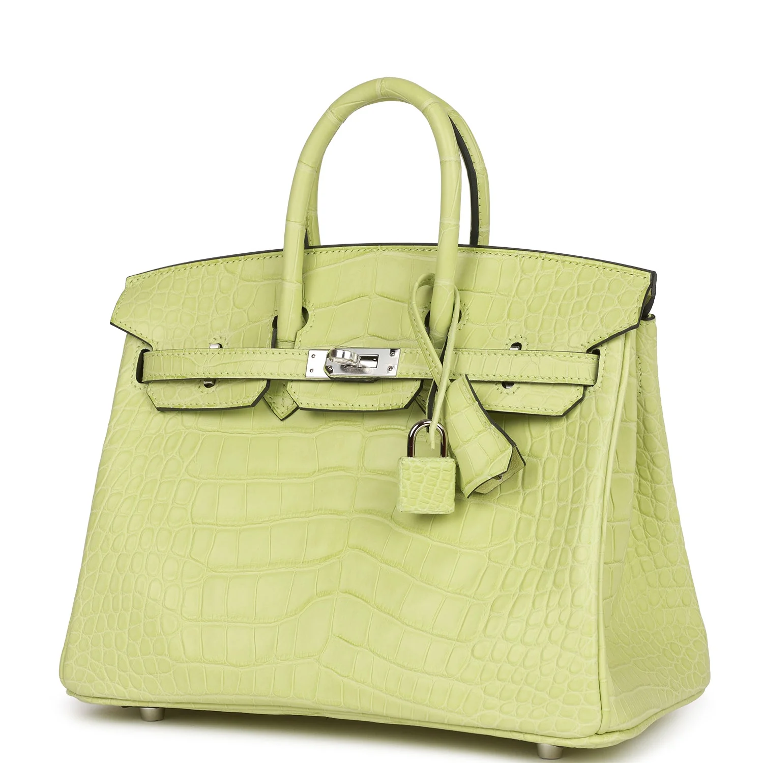 Replicate Hermes Birkin 25 Jaune Bourgeon Matte Alligator Palladium Hardware(1:1 replica)