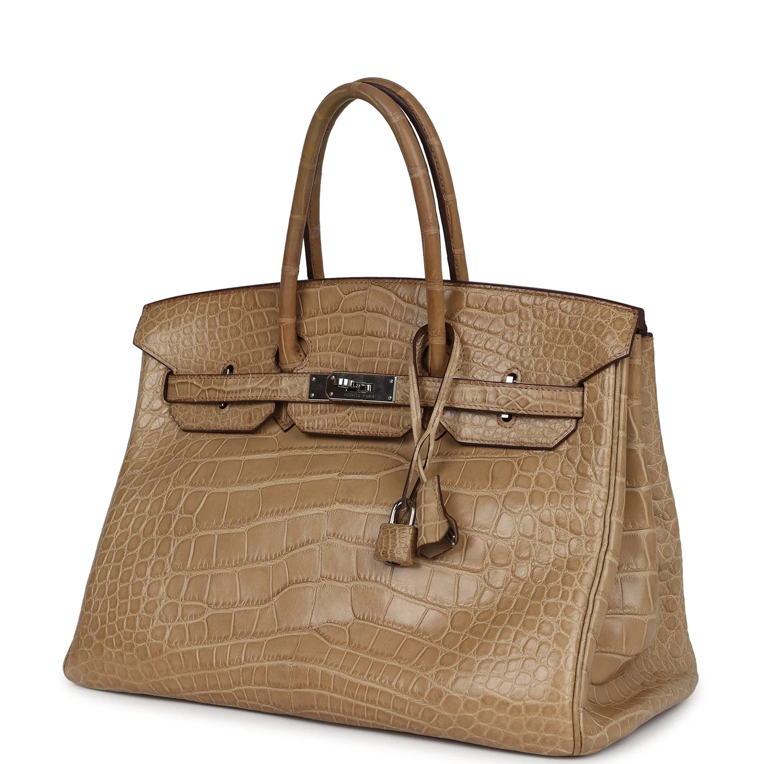 Replicate Hermes Birkin 35 Poussiere Matte Alligator Palladium Hardware(1:1 replica)