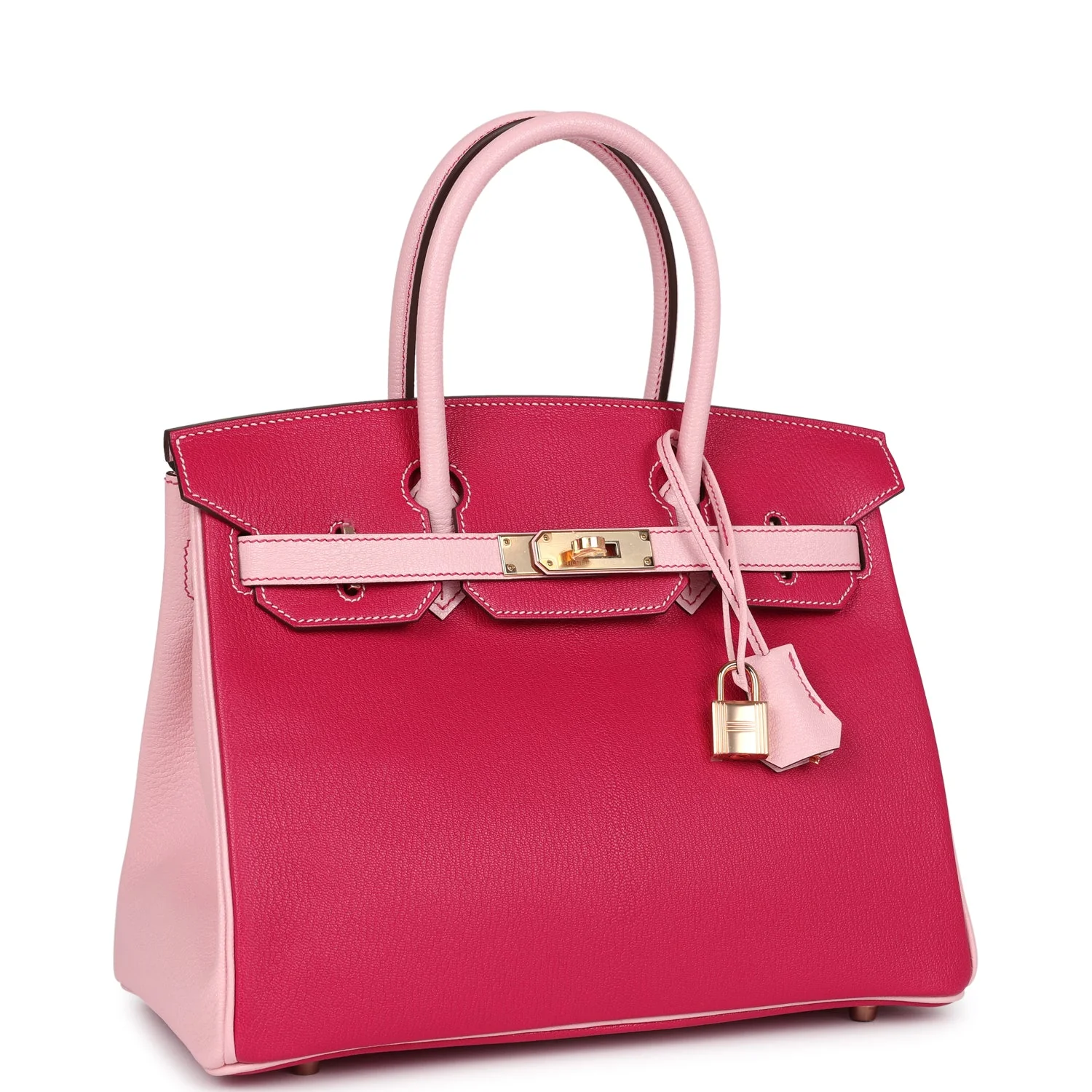 Replicate Hermes Special Order (HSS) Birkin 30 Rose Mexico and Rose Sakura Chevre Rose Gold Hardware(1:1 replica)