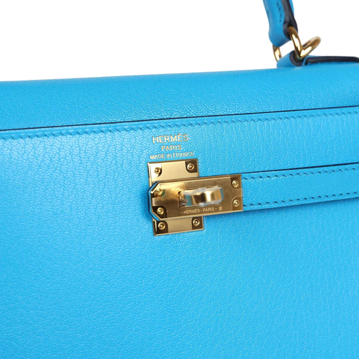 Replicate Hermes Kelly Sellier 25 Bleu Frida Chevre Gold Hardware(1:1 replica)