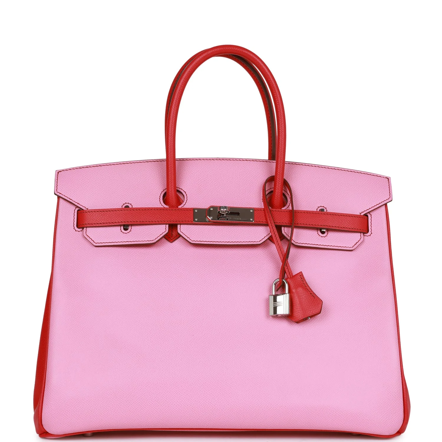 Replicate Hermes Special Order (HSS) Birkin 35 Bubblegum and Bougainvillea Epsom Palladium Hardware(1:1 replica)