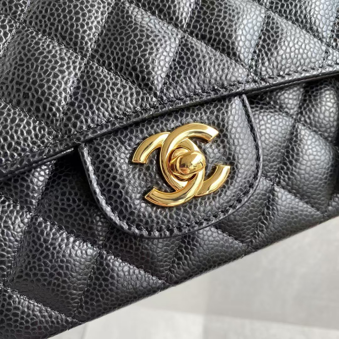 Replicate Chanel Classic 11.12 Handbag Caviar Gold Hardware Burgundy Interior(1:1 replica)