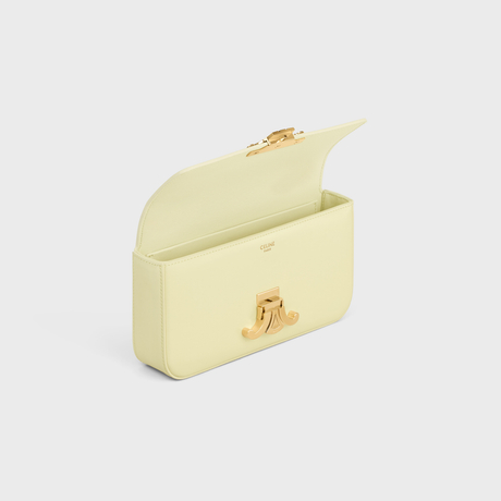 Replicate CHAIN SHOULDER BAG CLAUDE IN SHINY CALFSKIN LIGHT YELLOW(1:1 replica)