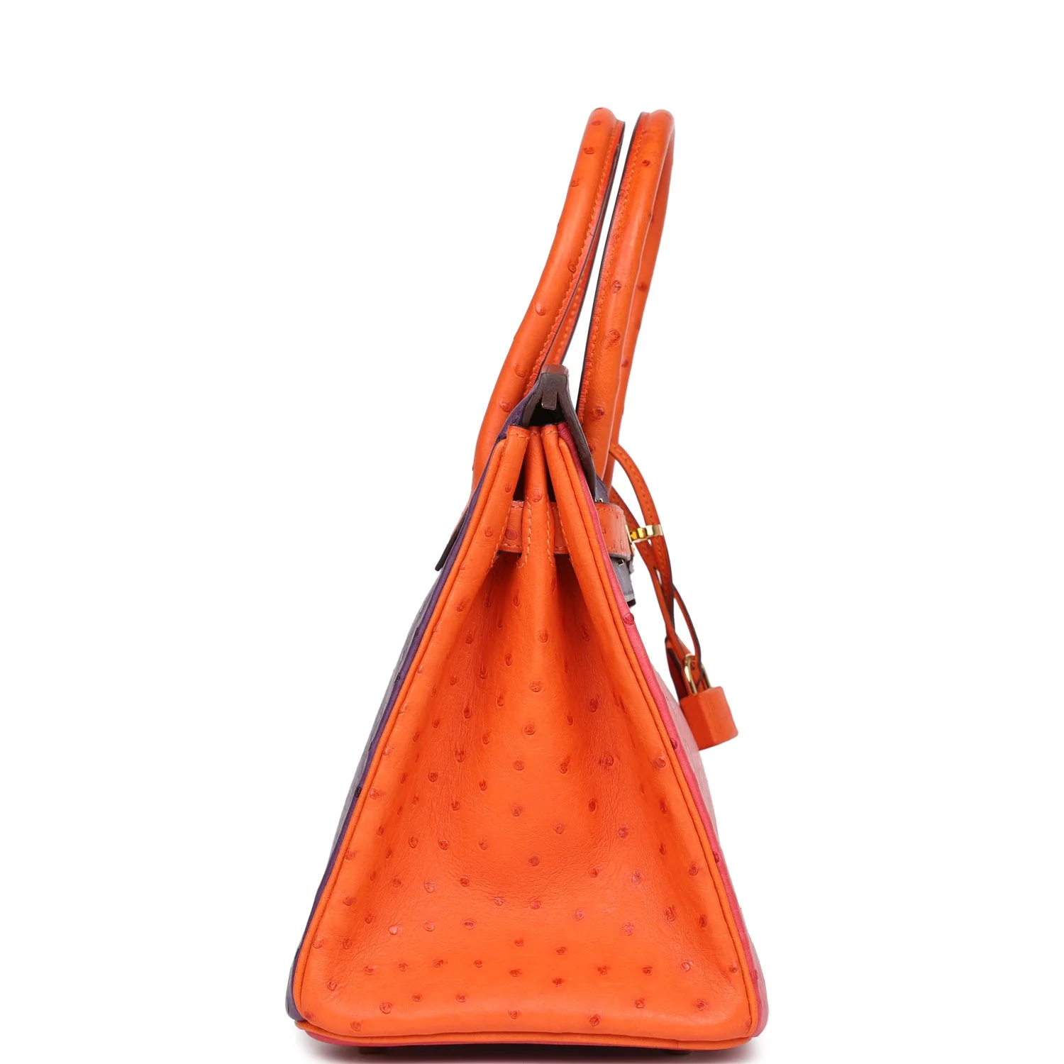 Replicate Hermes Special Order (HSS) Birkin 30 Tangerine, Violet and Bougainvillea Ostrich Gold Hardware(1:1 replica)