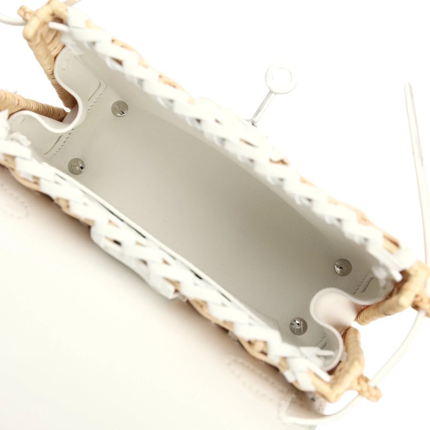 Replicate Hermes Mini Picnic Kelly 20 White Swift Palladium Hardware(1:1 replica)