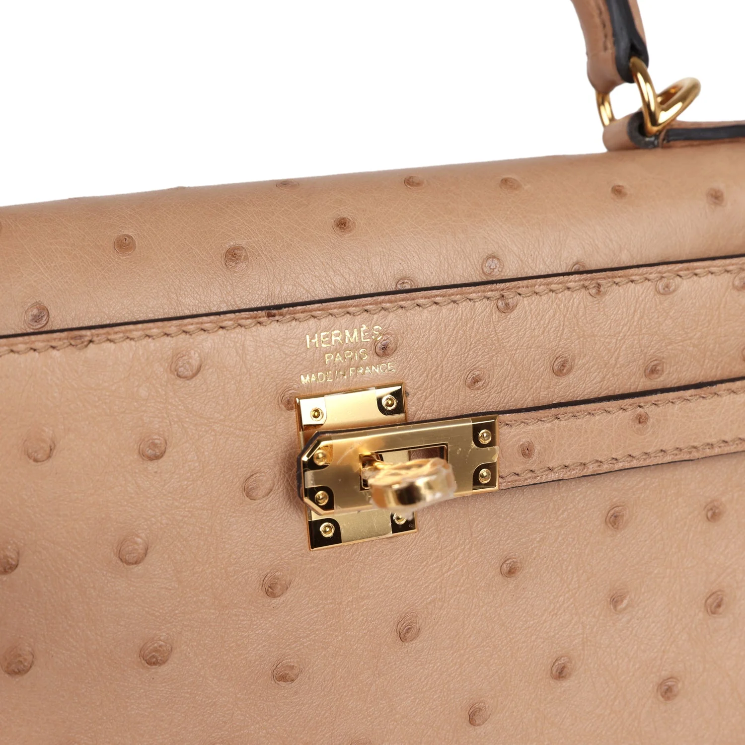 Replicate Hermes Kelly Sellier 25 Chai Ostrich Gold Hardware(1:1 replica)
