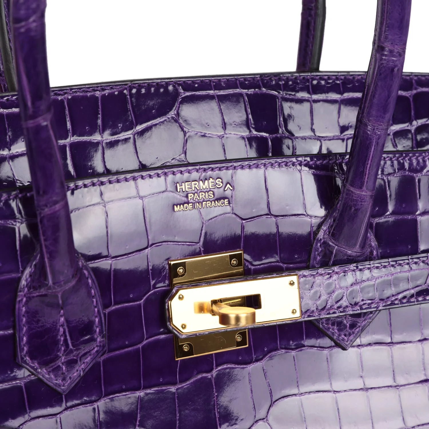 Replicate Hermes Birkin 35 Ultraviolet Shiny Porosus Crocodile Gold Hardware(1:1 replica)