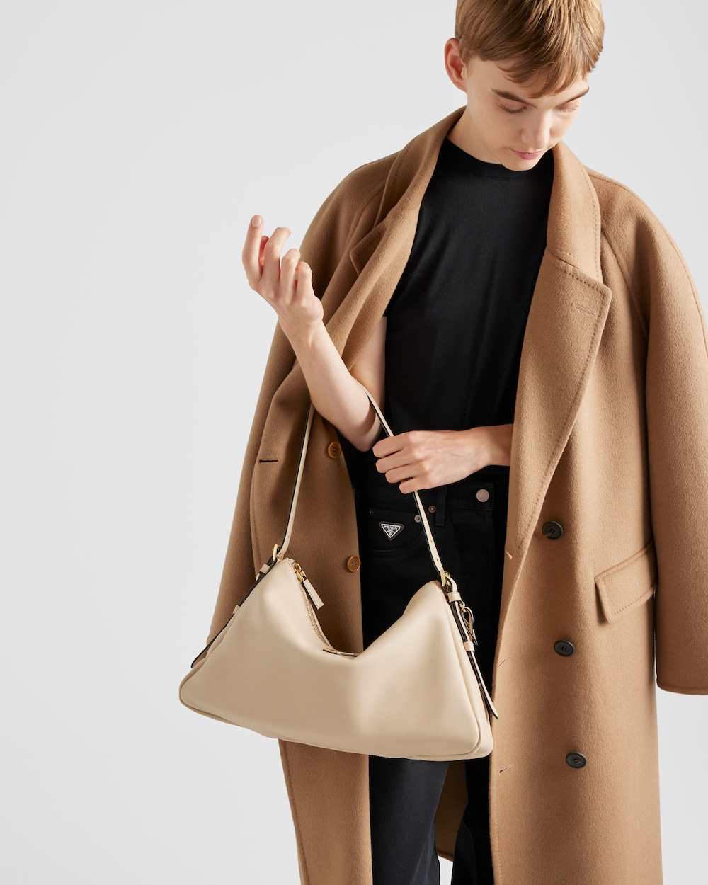 Replicate Prada Aimée Large Leather Shoulder Bag(1:1 replica)