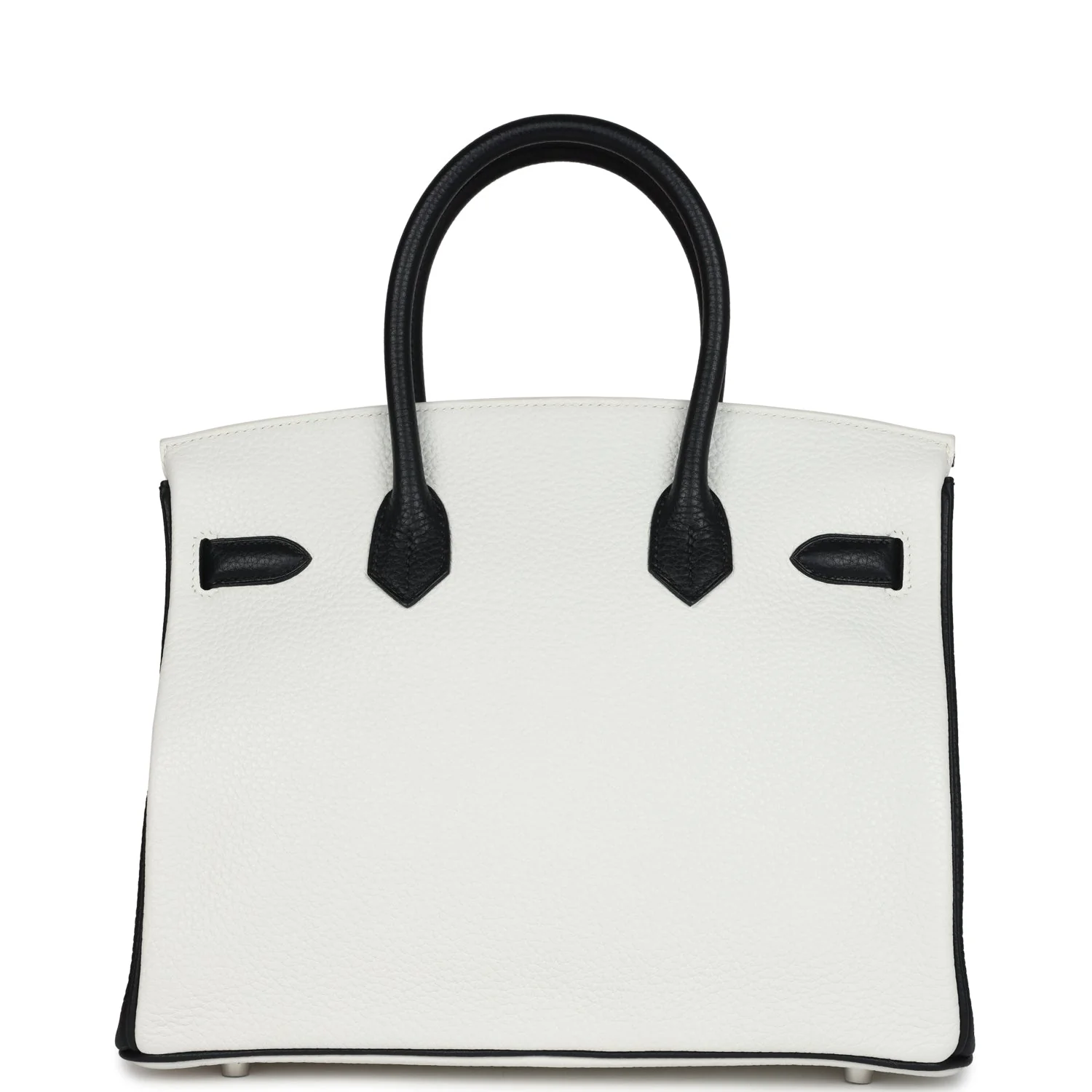 Replicate Hermes Special Order (HSS) Birkin 30 White and Black Clemence Brushed Palladium Hardware(1:1 replica)