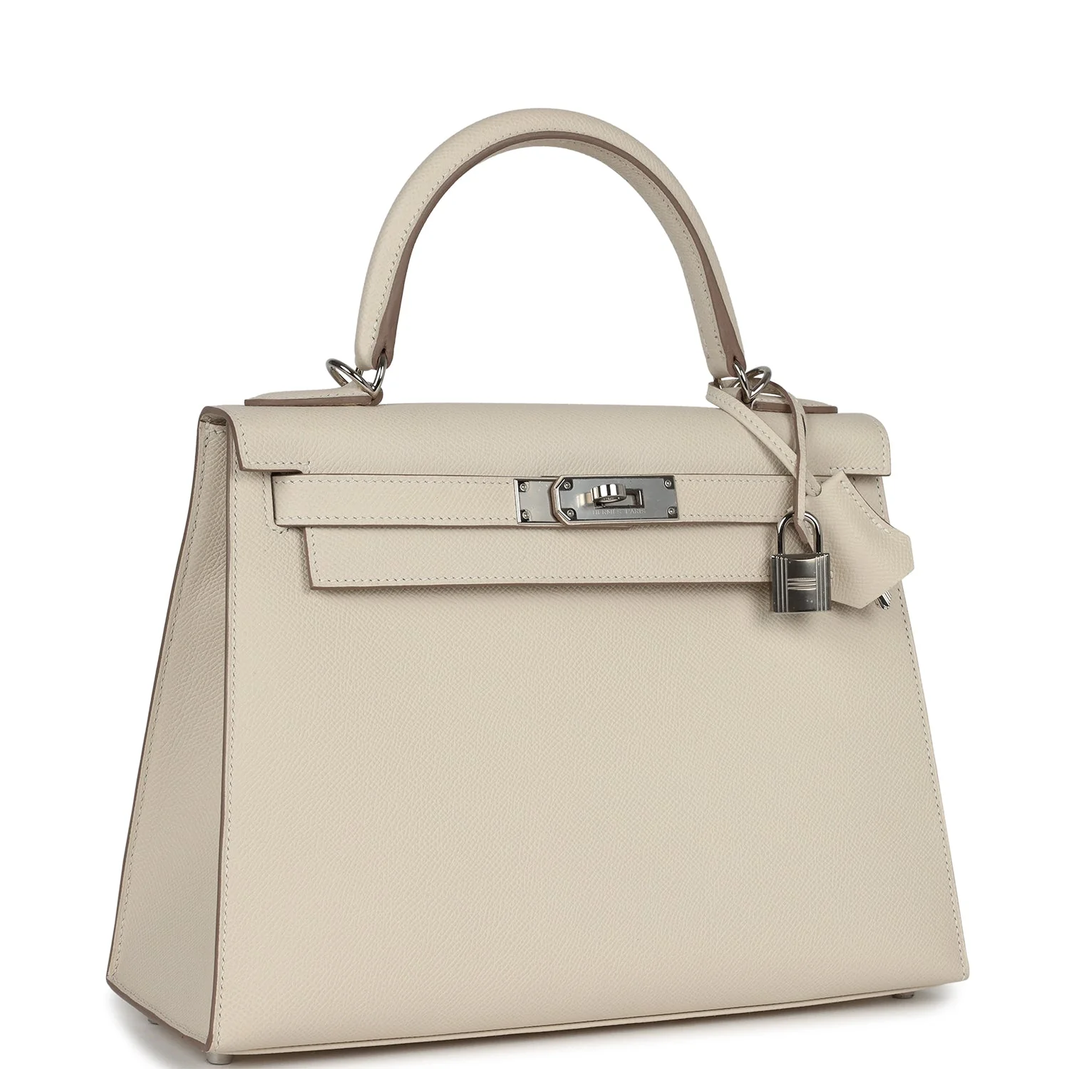 Replicate Hermes Kelly Sellier 28 Craie Epsom Palladium Hardware(1:1 replica)