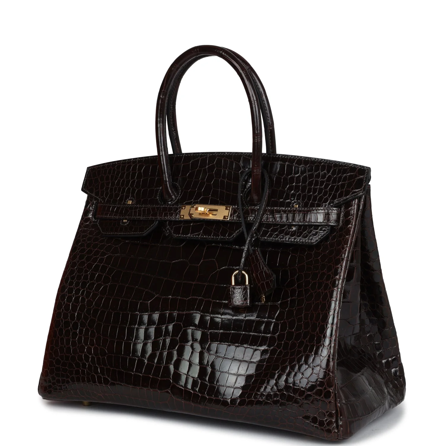 Replicate Hermes Birkin 35 Cocaon Shiny Porosus Crocodile Gold Hardware(1:1 replica)