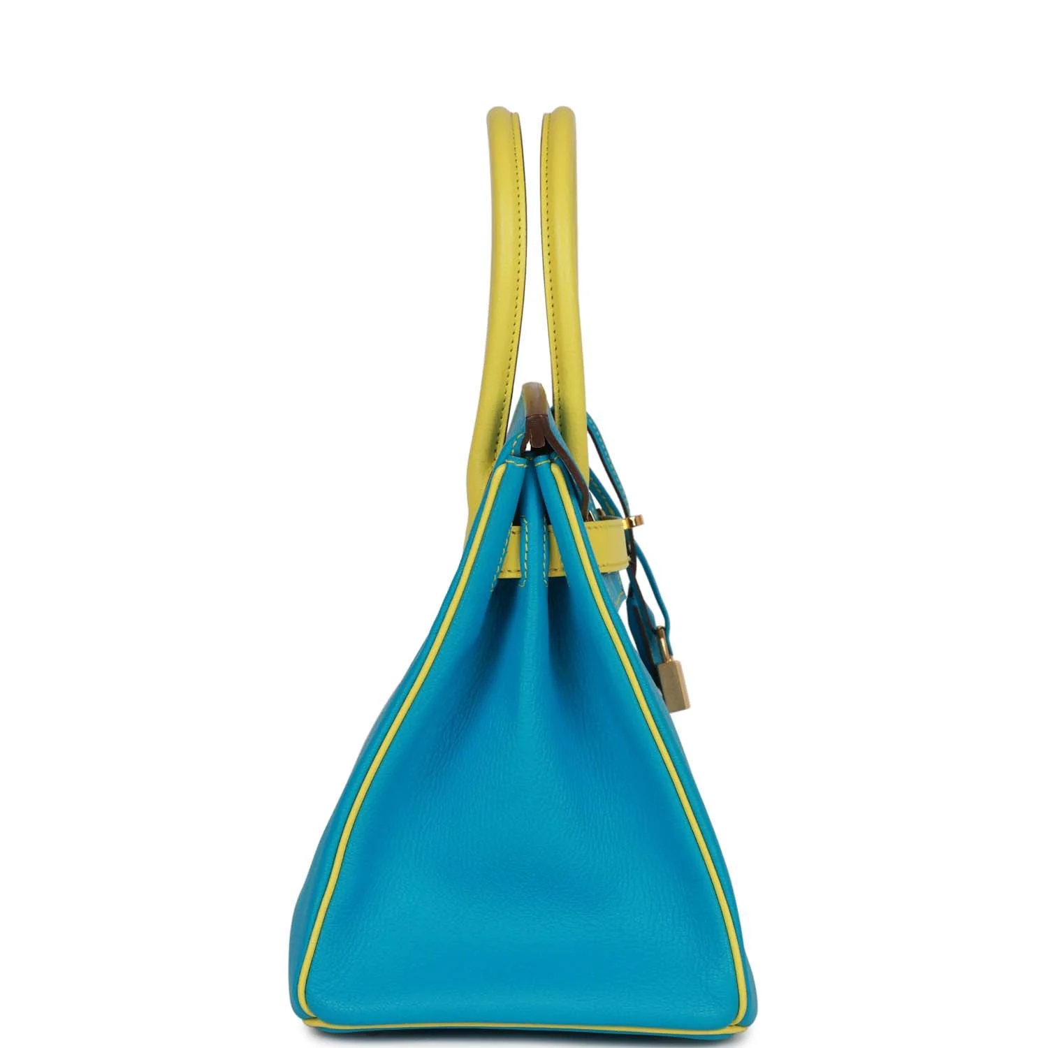 Replicate Hermes Special Order (HSS) Birkin 30 Bleu Turquoise and Lime Chevre Gold Hardware(1:1 replica)