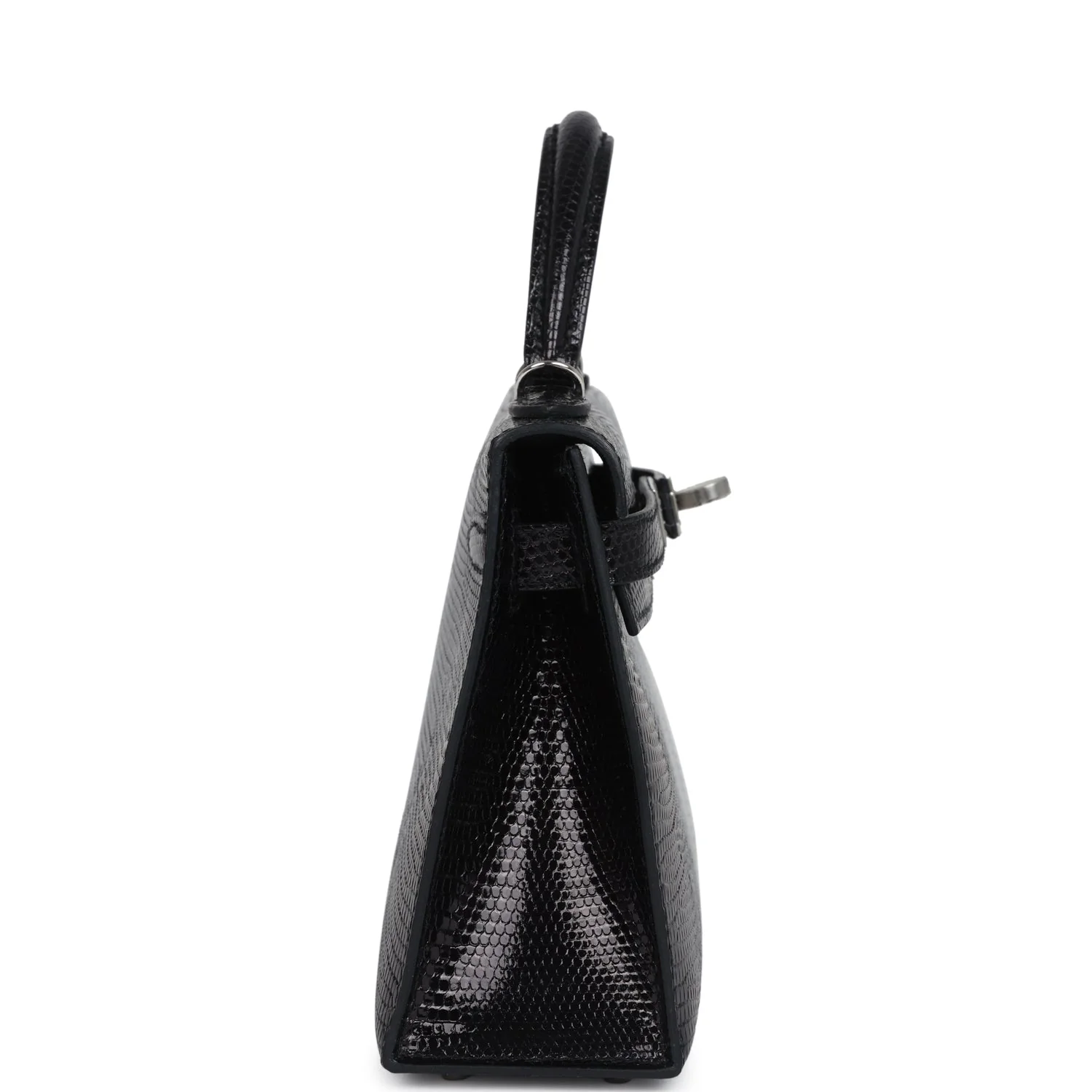 Replicate Hermes Kelly Sellier 20 Black Varanus Niloticus Lizard Palladium Hardware(1:1 replica)