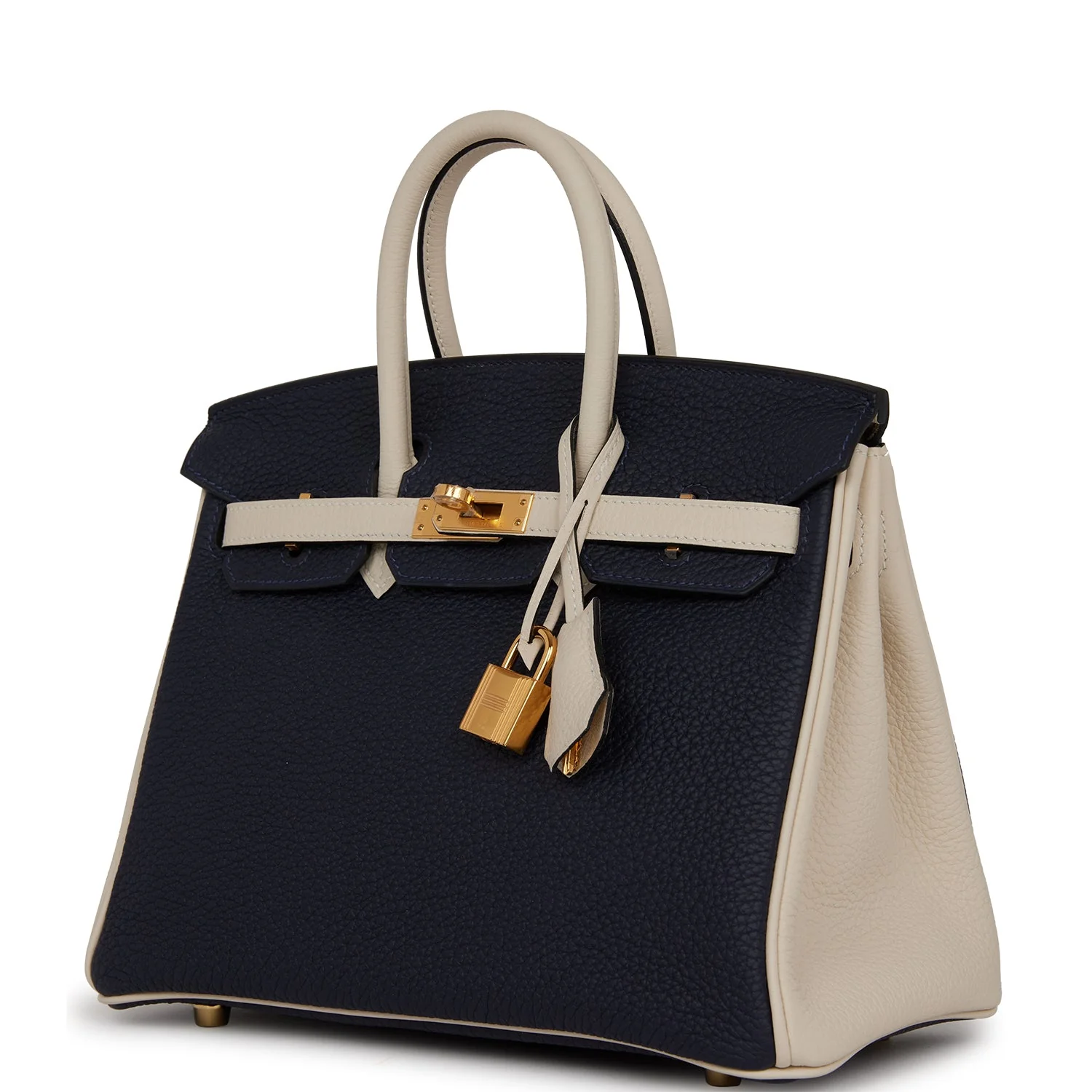 Replicate Hermes Special Order (HSS) Birkin 25 Bleu Nuit and Craie Togo Gold Hardware(1:1 replica)