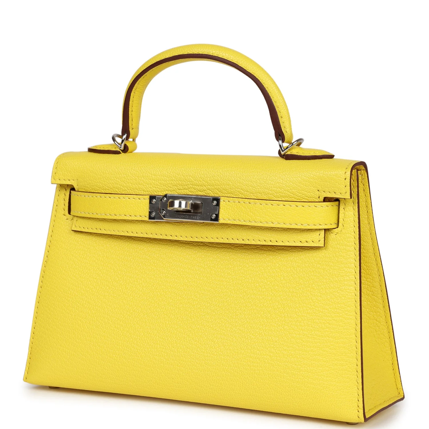 Replicate Hermes Kelly Sellier 20 Jaune Citron Chevre Palladium Hardware(1:1 replica)