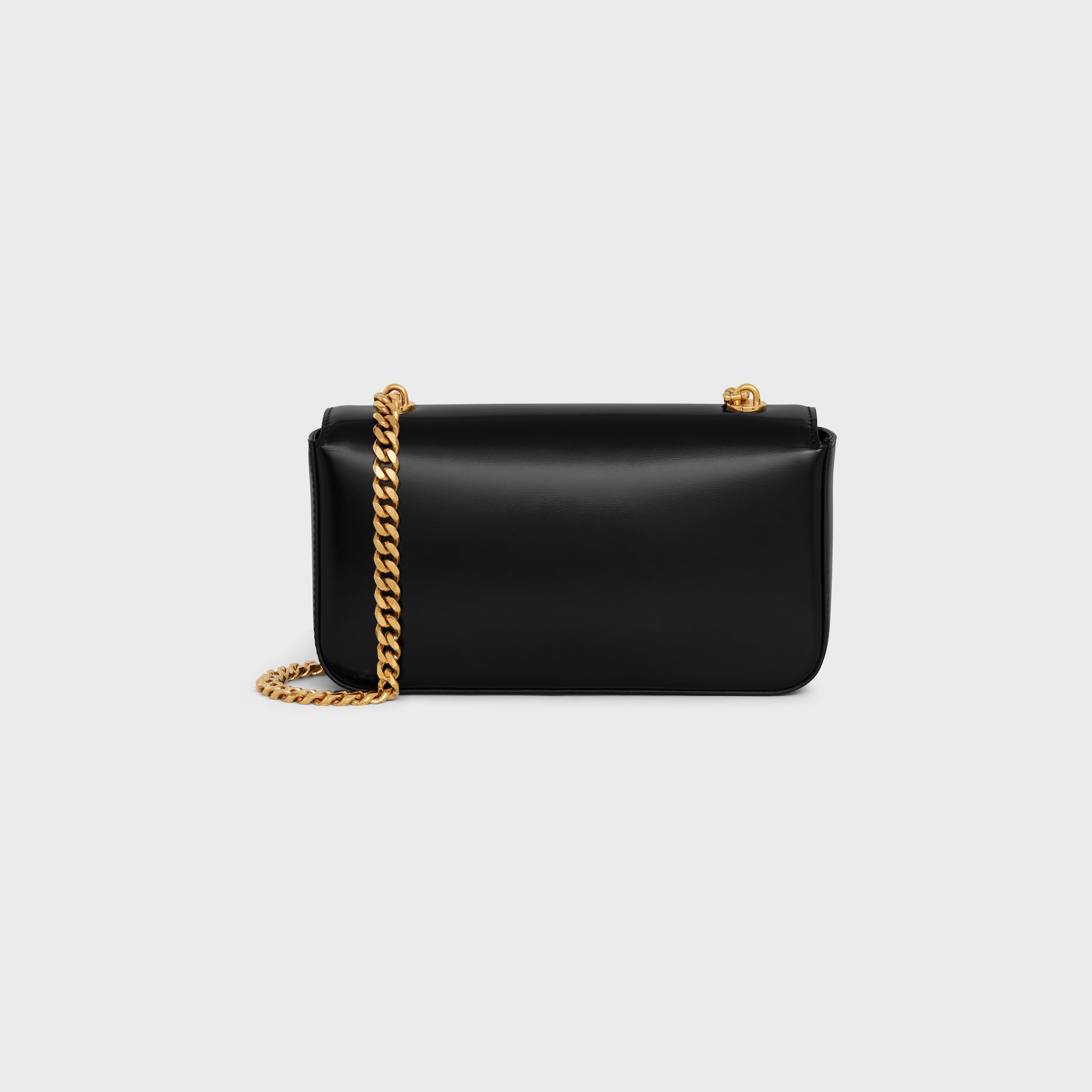 Replicate CHAIN SHOULDER BAG CLAUDE WITH STRASS CLOSURE IN SHINY CALFSKIN(1:1 replica)