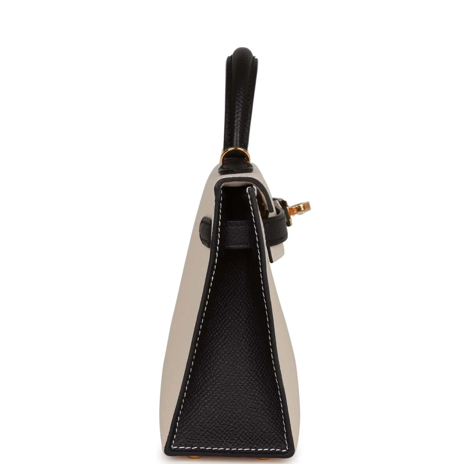 Replicate Hermes Special Order (HSS) Kelly Sellier 20 Craie and Black Epsom Gold Hardware(1:1 replica)