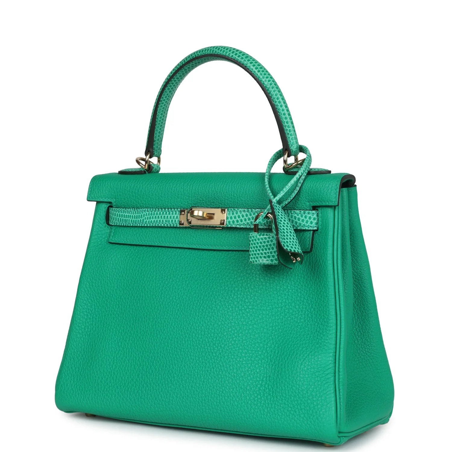 Replicate Hermes Kelly Retourne 25 Menthe Togo and Varanus Niloticus Lizard Touch Permabrass Hardware(1:1 replica)
