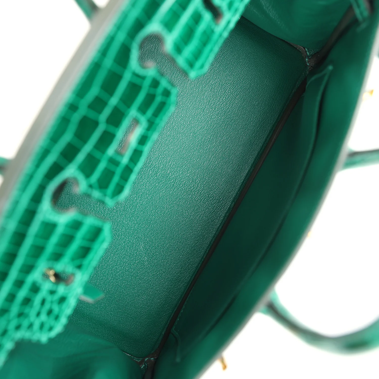 Replicate Hermes Birkin 25 Emerald Shiny Porosus Crocodile Gold Hardware(1:1 replica)