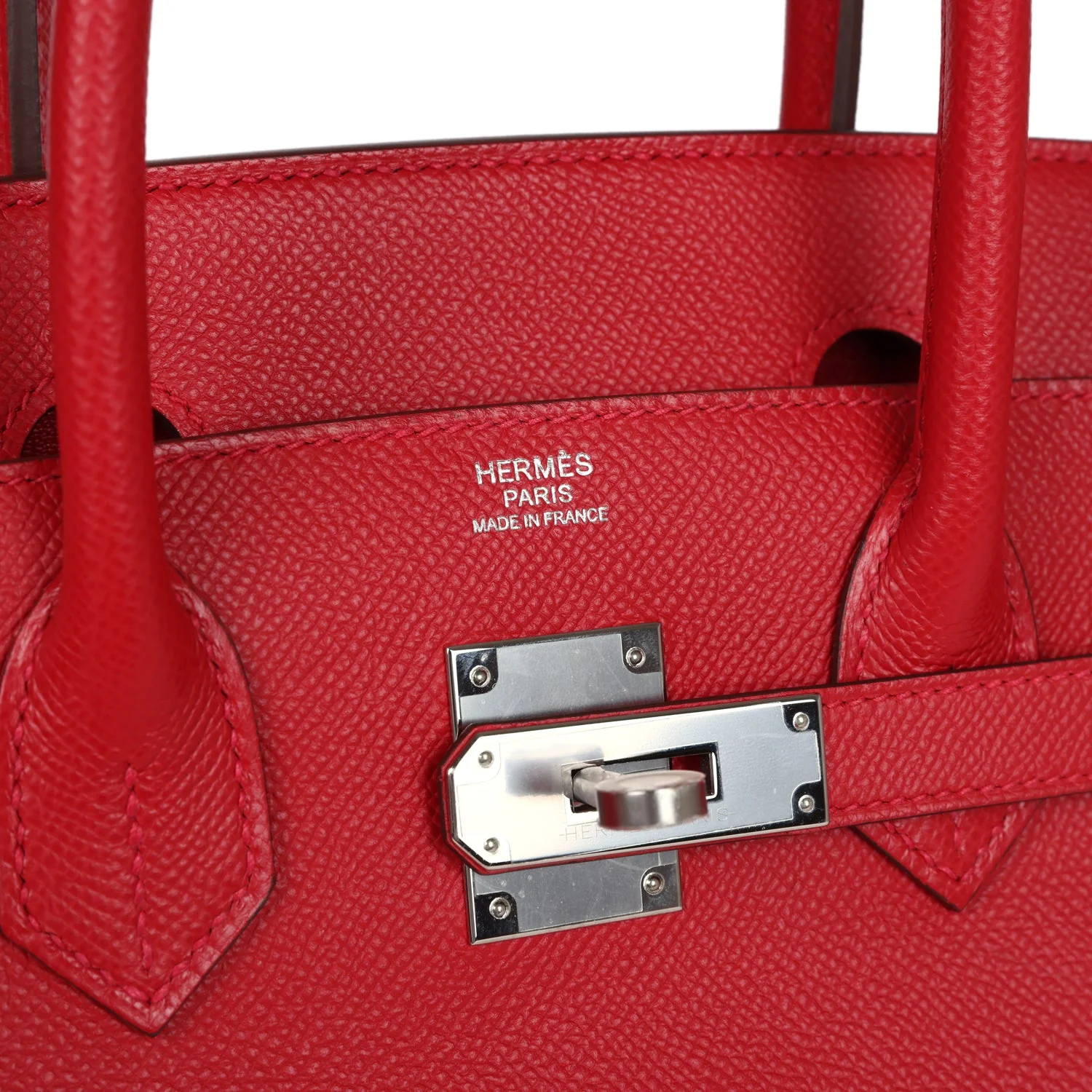 Replicate Hermes Birkin 30 Rouge Casaque Epsom Palladium Hardware(1:1 replica)