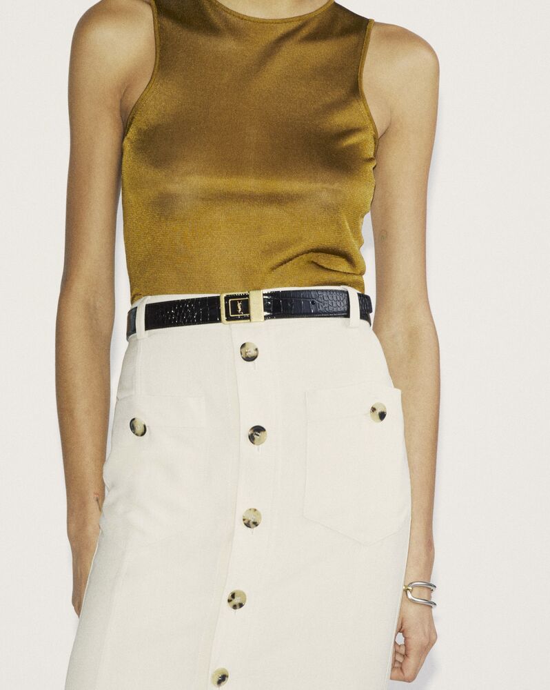 Replicate la 66 buckle belt in crocodile-embossed leather(1:1 replica)