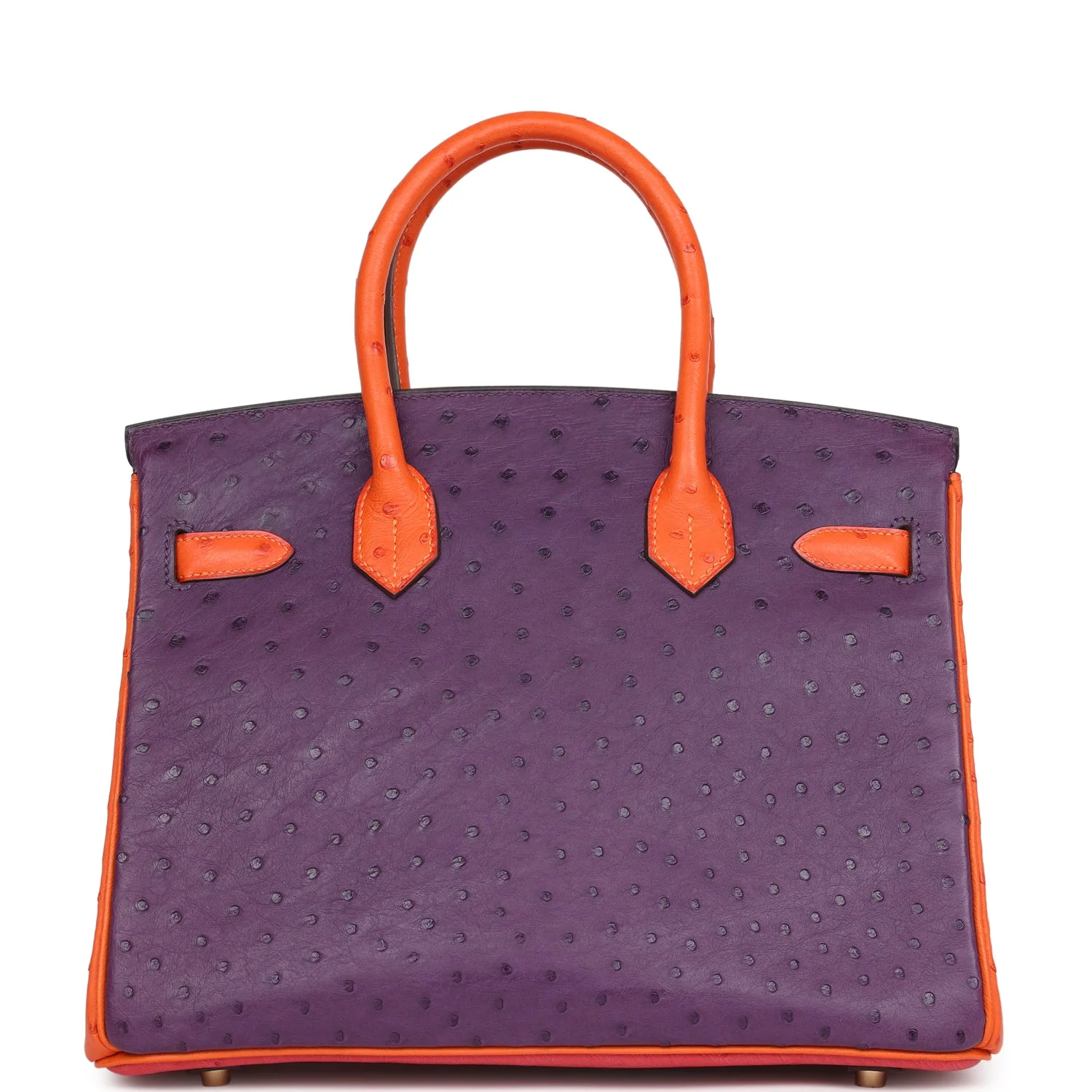Replicate Hermes Special Order (HSS) Birkin 30 Tangerine, Violet and Bougainvillea Ostrich Gold Hardware(1:1 replica)