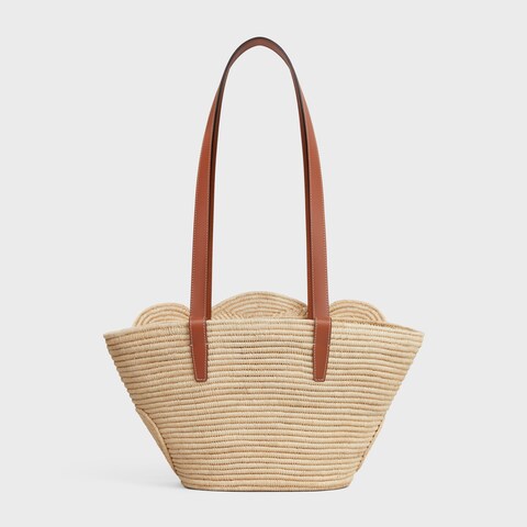 Replicate CELINE CLASSIC PANIER SMALL BRAIDED TRIOMPHE IN RAFFIA AND CALFSKIN(1:1 replica)
