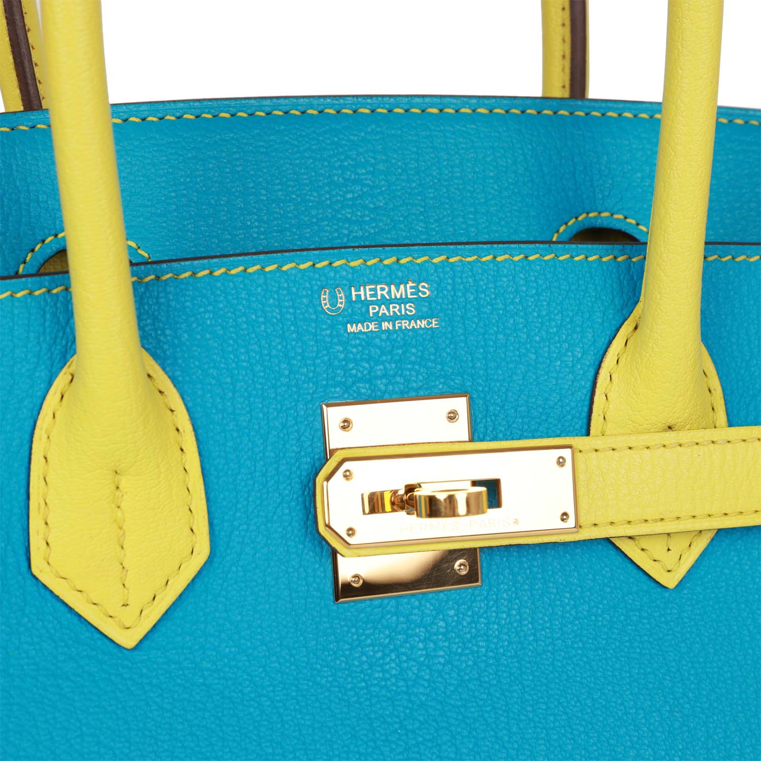 Replicate Hermes Special Order (HSS) Birkin 30 Bleu Turquoise and Lime Chevre Gold Hardware(1:1 replica)