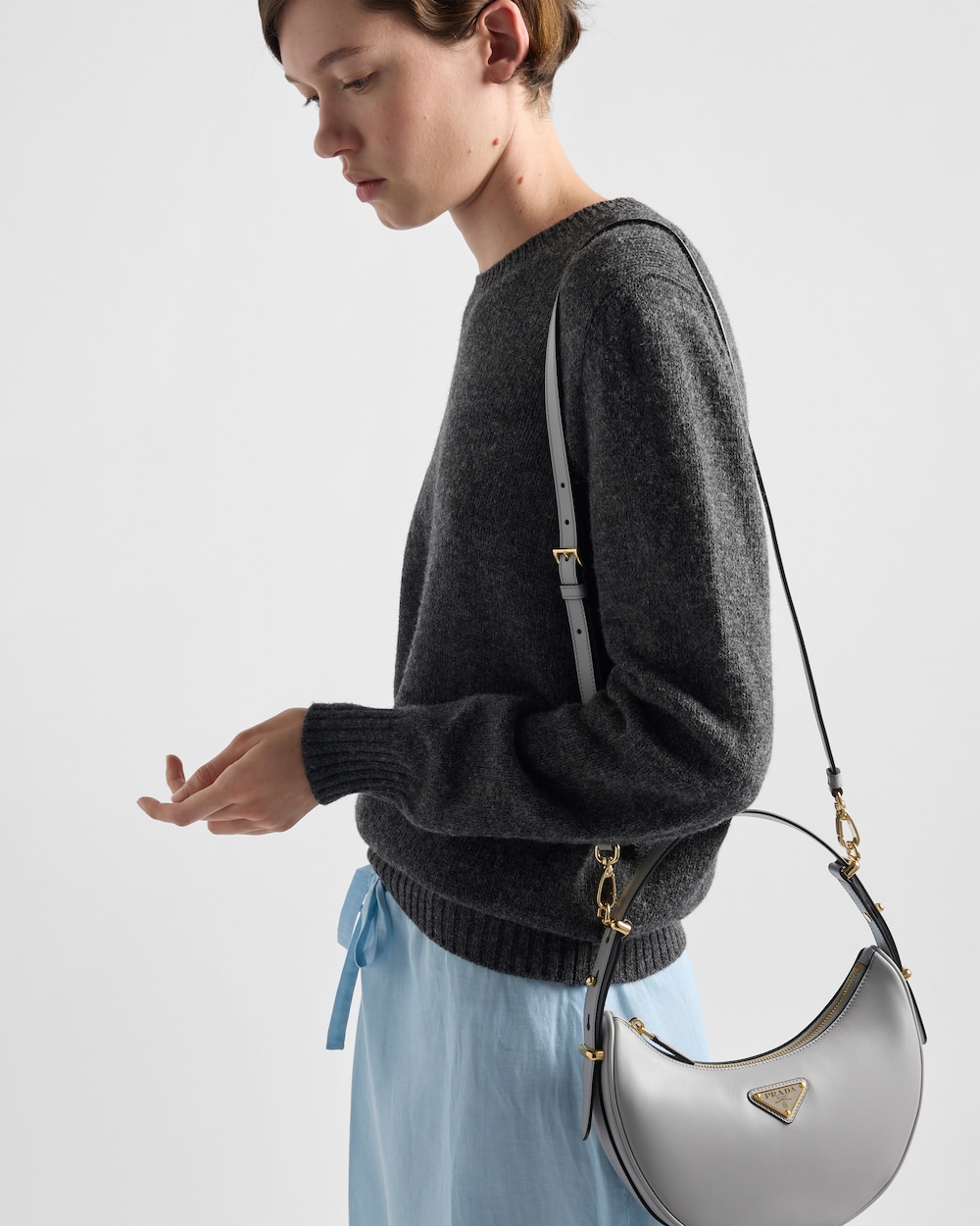 Replicate Prada Arqué Small Leather Shoulder Bag(1:1 replica)