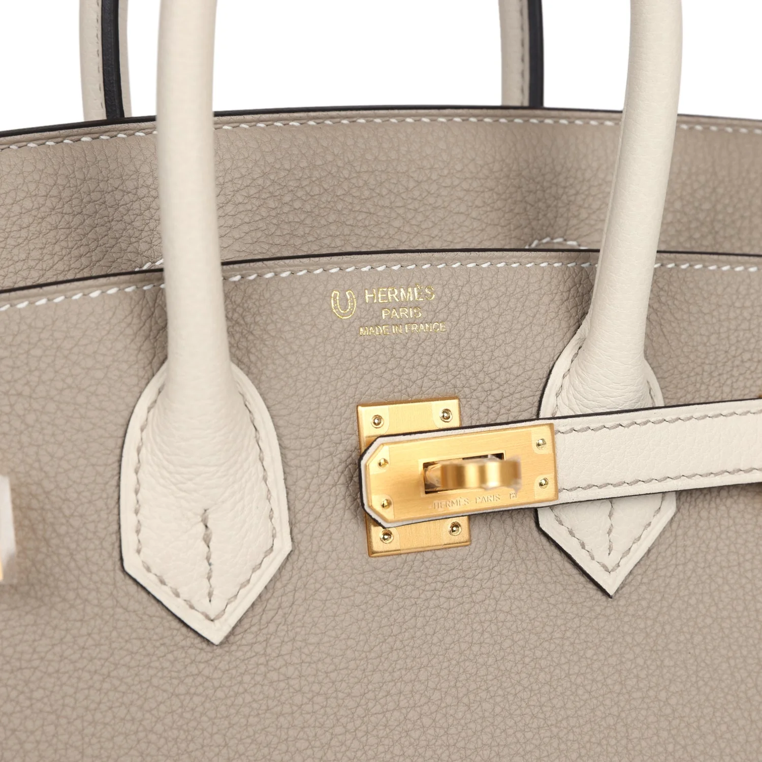 Replicate Hermes Special Order (HSS) Birkin 25 Gris Tourterelle and Craie Togo Brushed Gold Hardware(1:1 replica)