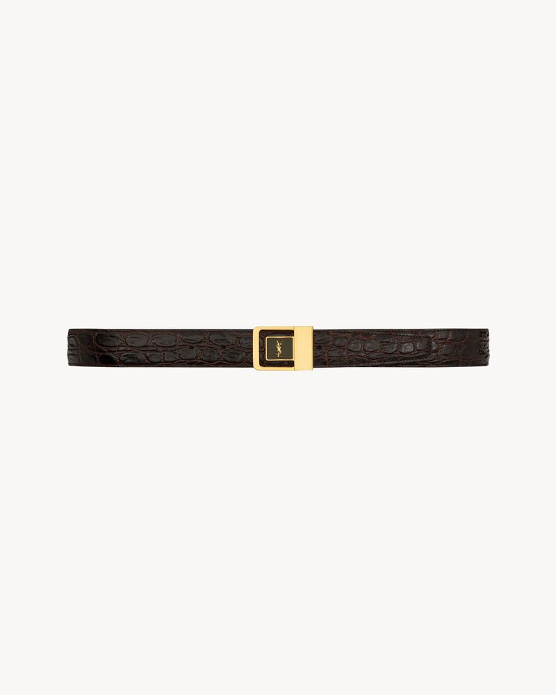 Replicate la 66 buckle belt in crocodile-embossed leather(1:1 replica)