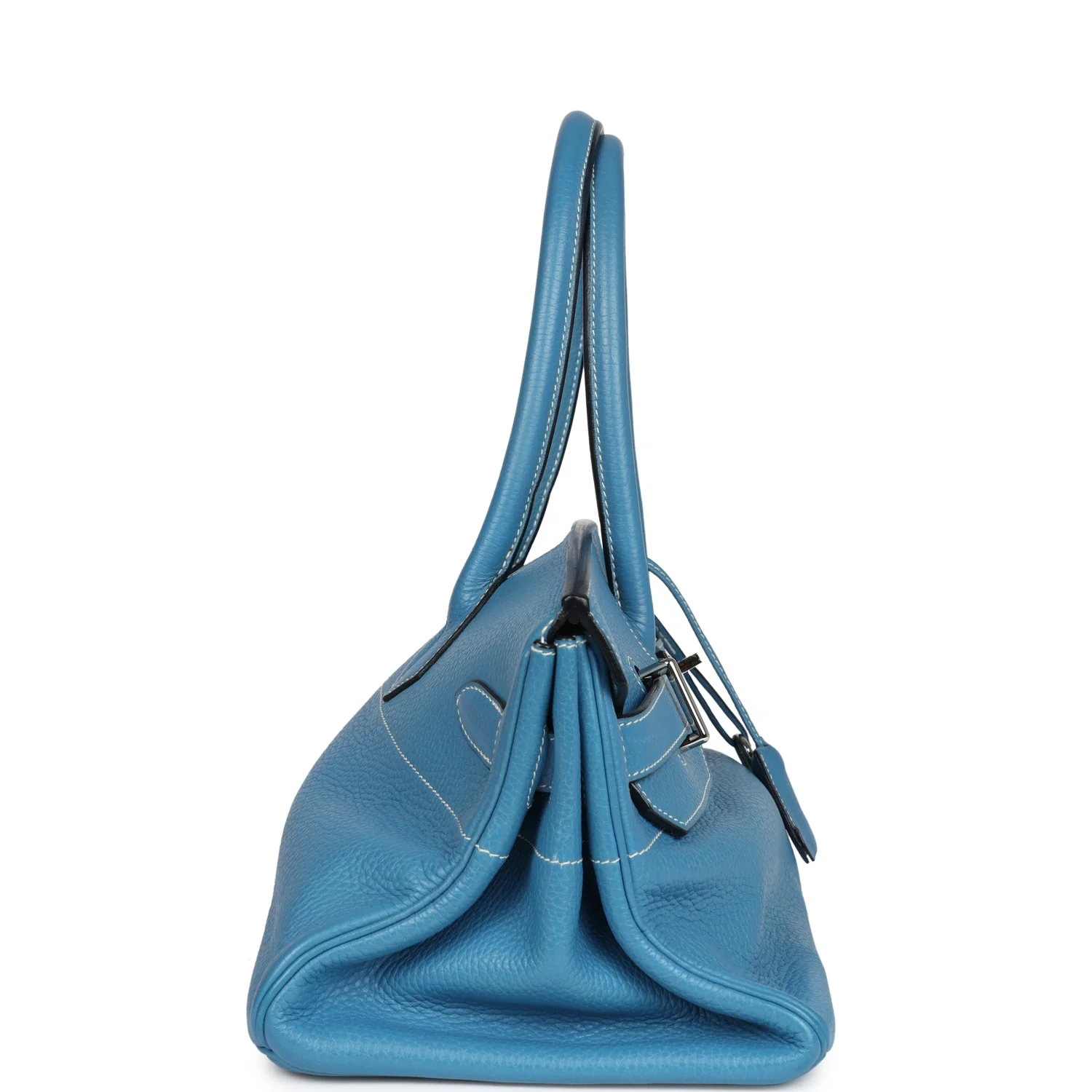 Replicate Hermes Shoulder Birkin 42 JPG Blue Jean Clemence Palladium Hardware(1:1 replica)