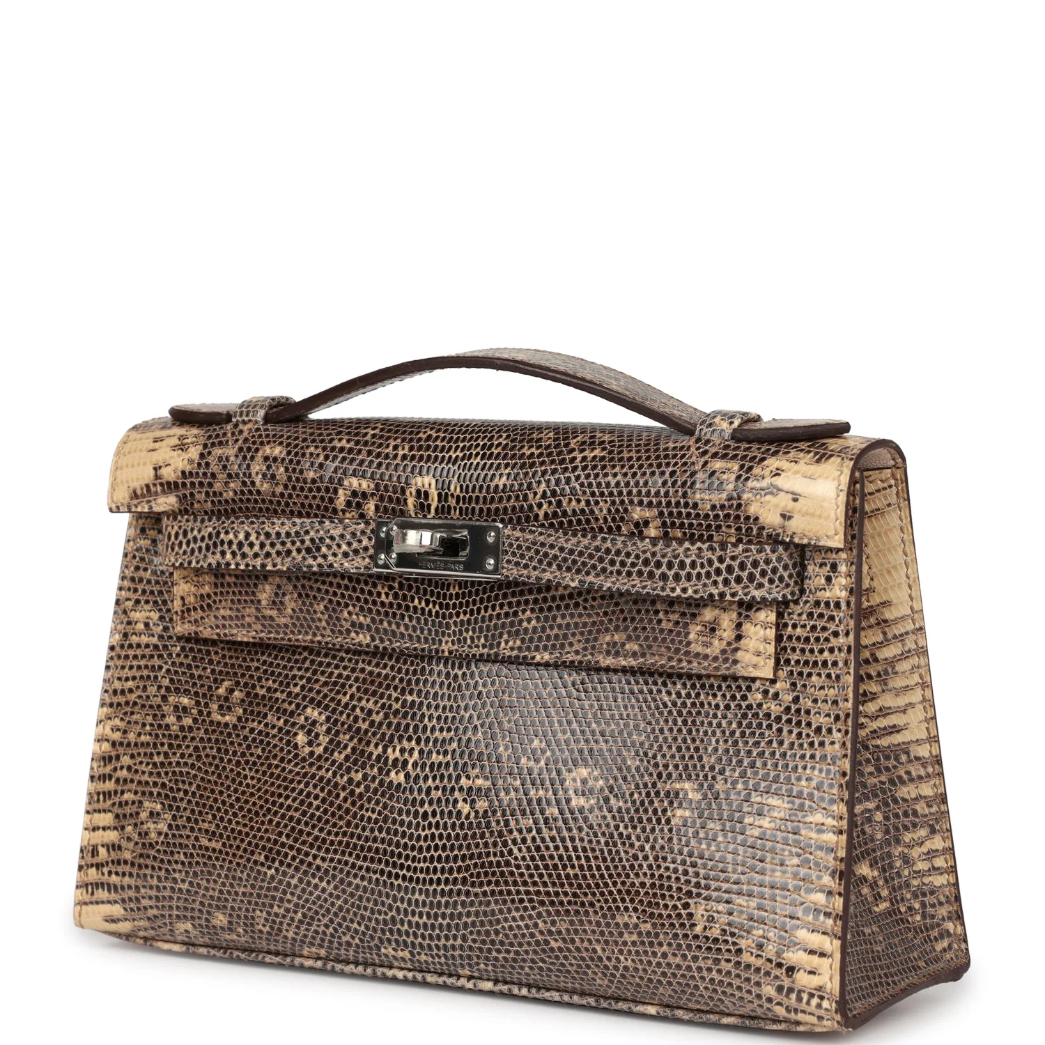 Replicate Hermes Kelly Pochette Desert Varanus Salvator Lizard Palladium Hardware(1:1 replica)