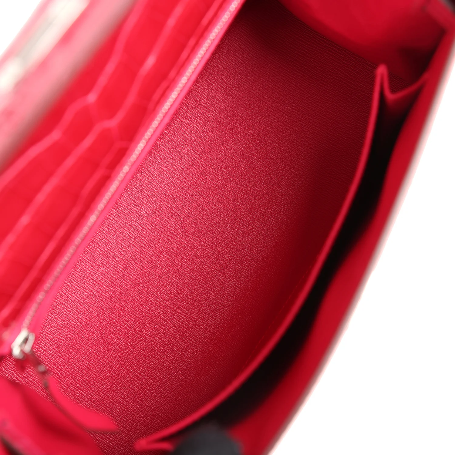 Replicate Hermes Kelly Sellier 25 Rose Extreme Shiny Alligator Palladium Hardware(1:1 replica)