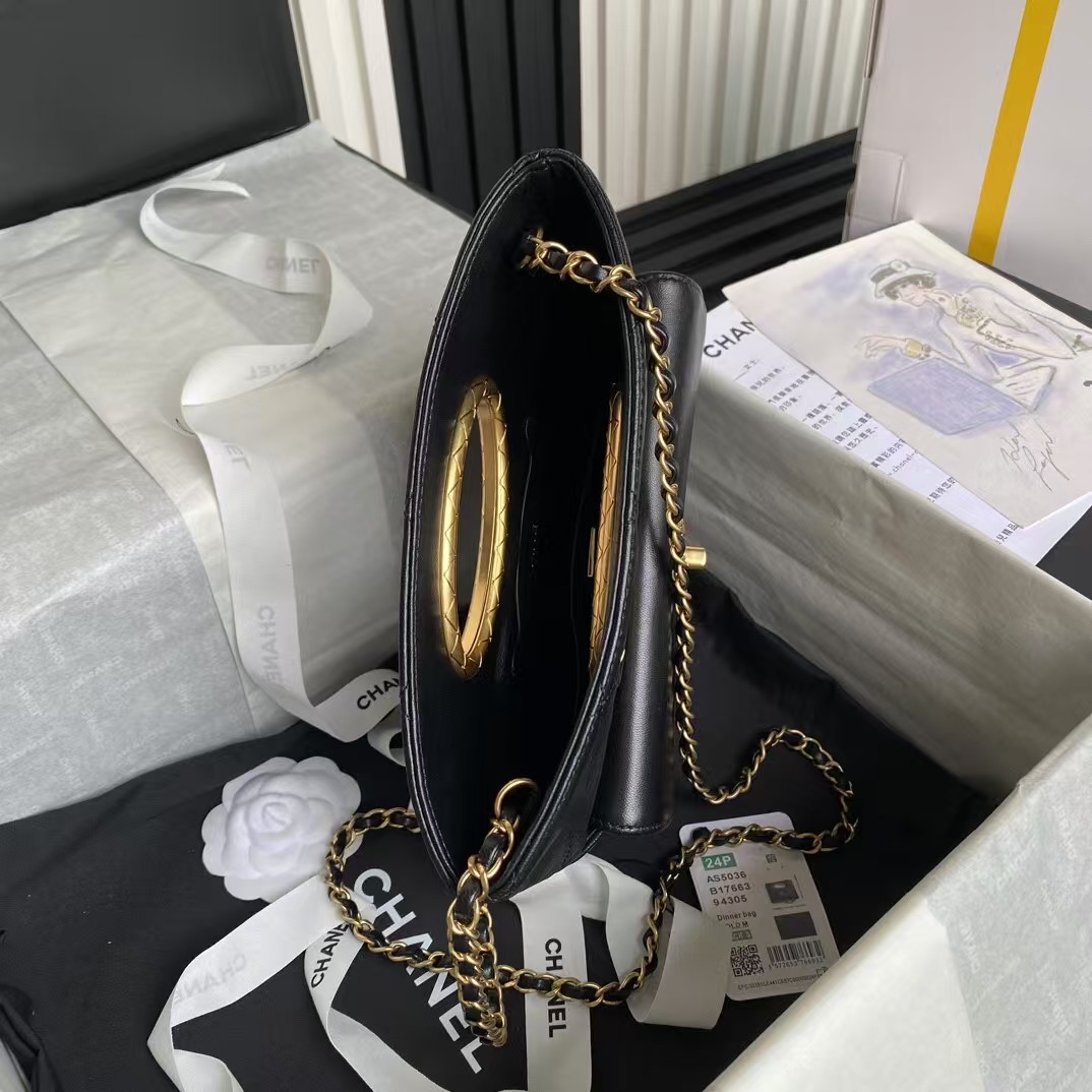 Replicate Chanel 24B AS5038 Lambskin Clutch Black(1:1 replica)