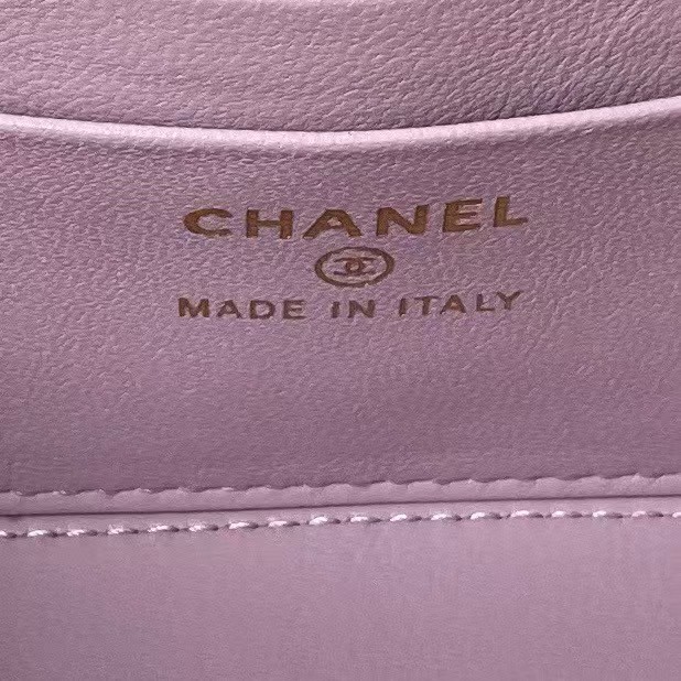 Replicate Chanel AP3804 Lambskin Cosmetic Bag With Pearl Handle Pink Purple(1:1 replica)