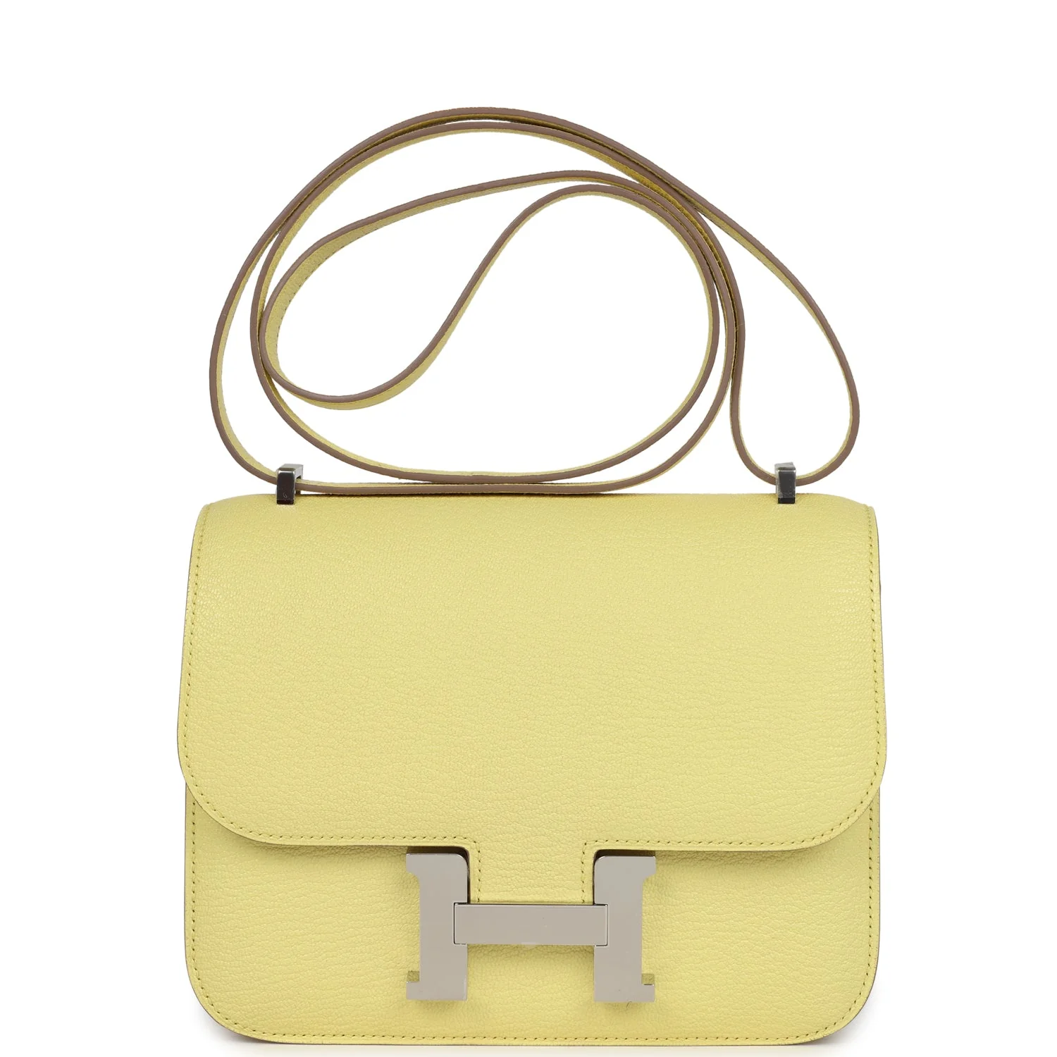 Replicate Hermes Constance 18 Limoncello Chevre Mysore Palladium Hardware(1:1 replica)