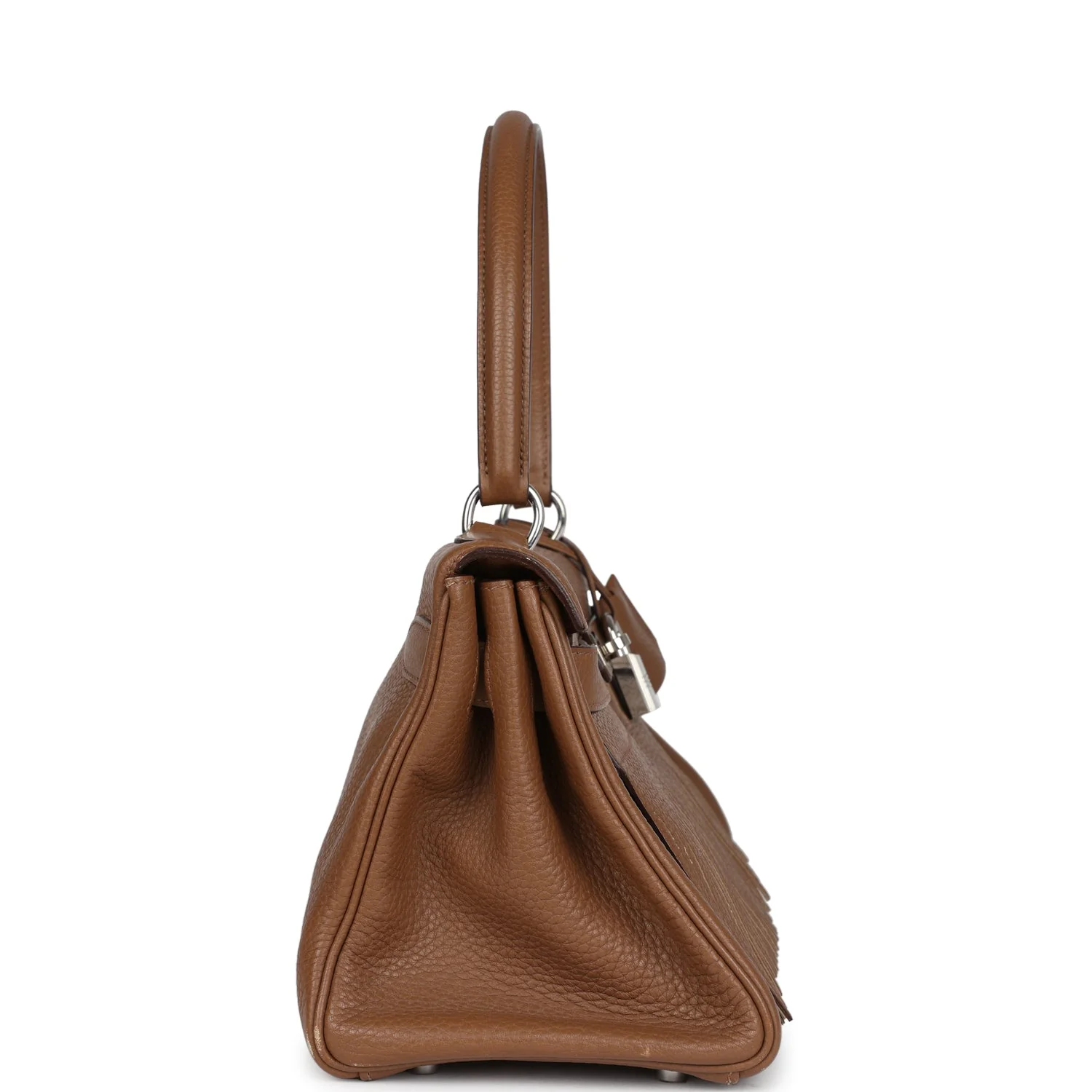 Replicate Hermes Fringe Shoulder Kelly 42 JPG Alezan Clemence Palladium Hardware(1:1 replica)